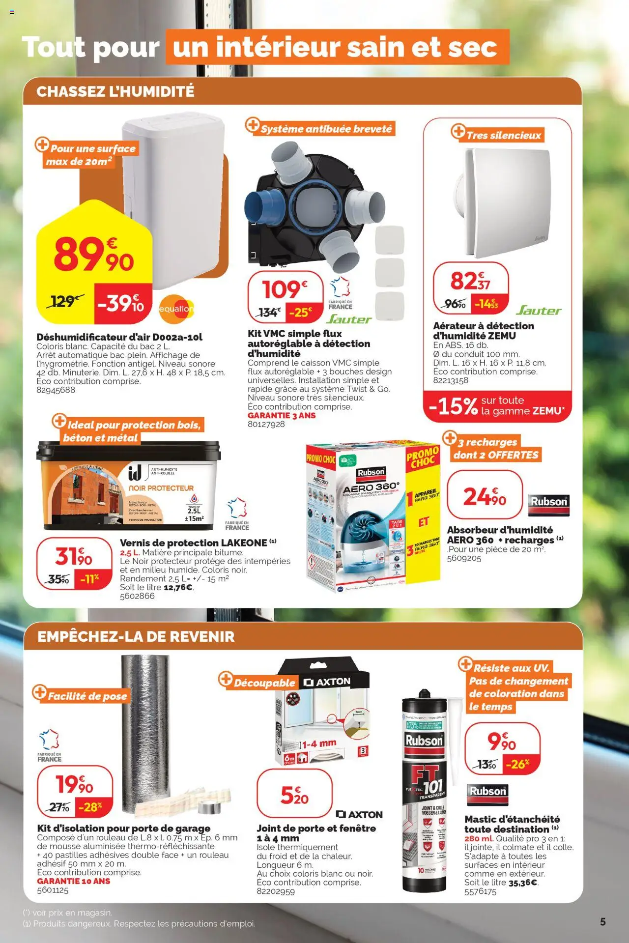  | Page: 5 | Produits: Mousse, Porte, Absorbeur d'humidité, Colle