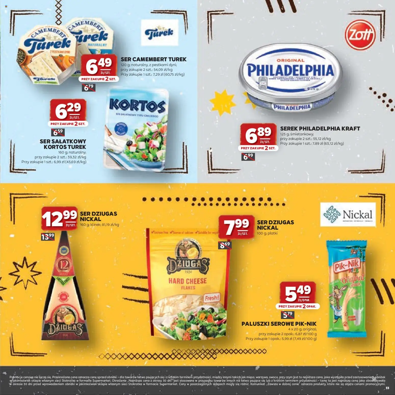 Stokrotka gazetka - Grill od 23.04.2026 | Strona: 33 | Produkty: Serek, Camembert, Paluszki, Paluszki serowe