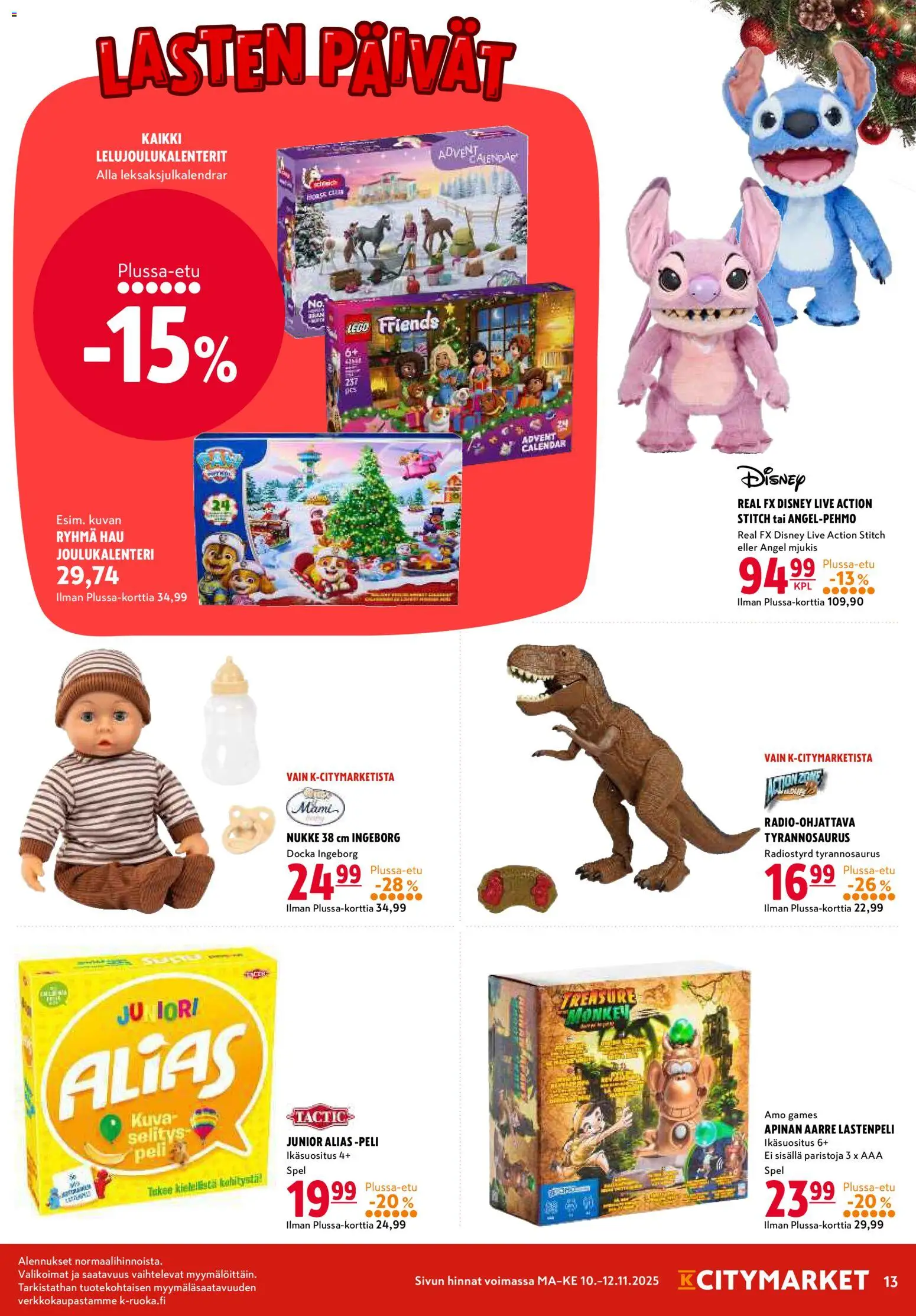 K-Citymarket tarjoukset – voimassa 10.11.2025 alkaen | Sivu: 13 | Tuotteet: Joulukalenteri, Peli