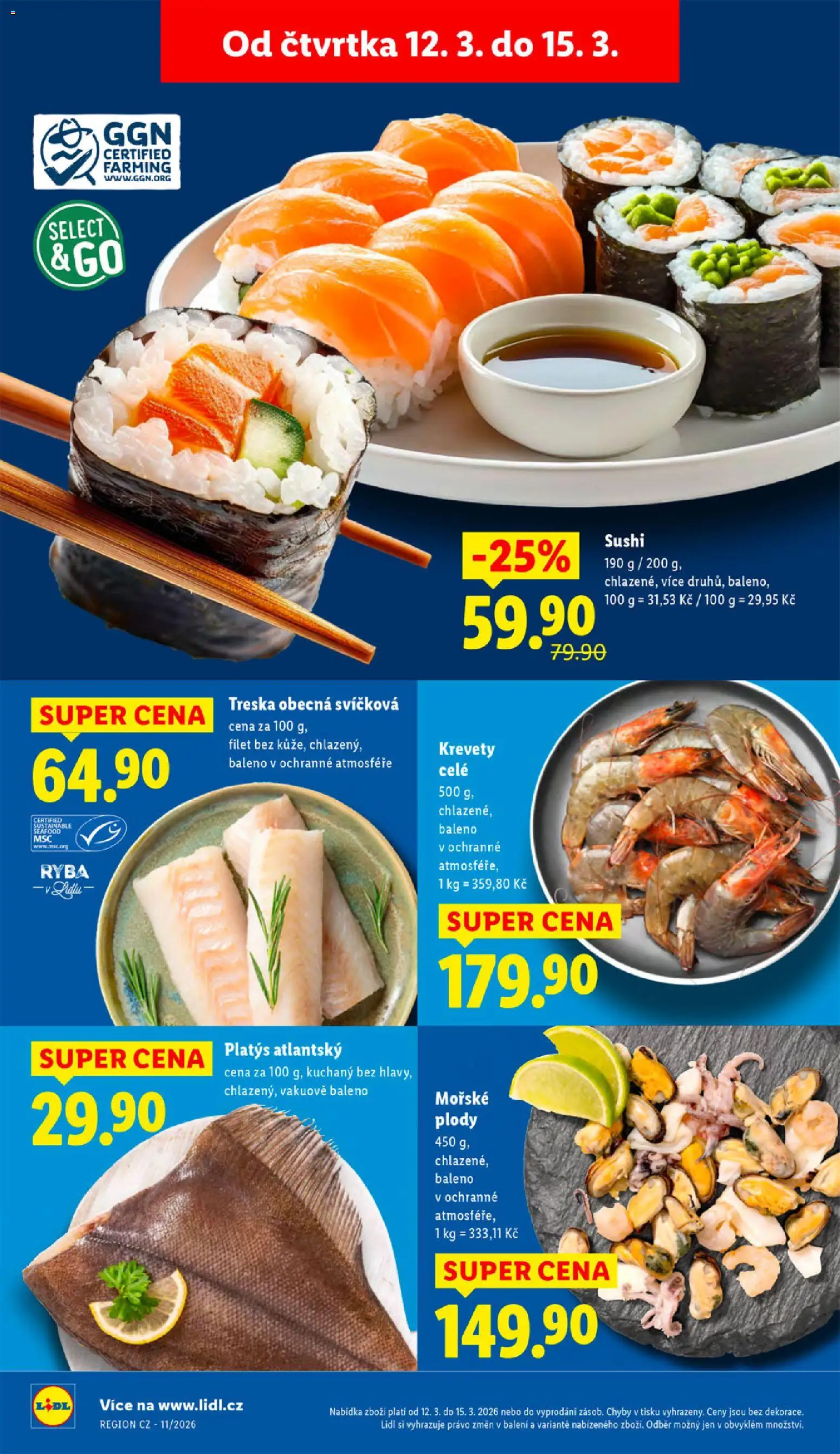 Lidl leták od 12.03.2026 | Strana: 12 | Produkty: Treska, Ryba, Sushi, Filet