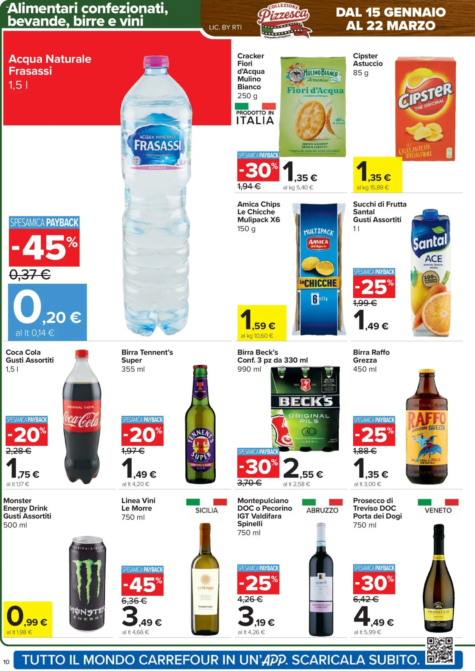 Volantino Carrefour del 12.03.2026 | Pagina: 10 | Prodotti: Birra, Prosecco, Pecorino, Coca Cola