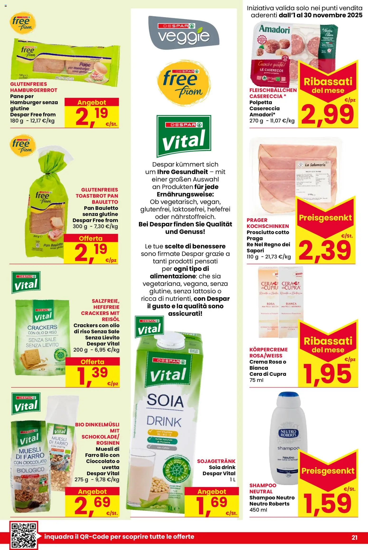Volantino Despar del 25.11.2025 | Pagina: 21 | Prodotti: Shampoo, Riso, Crackers, Farro