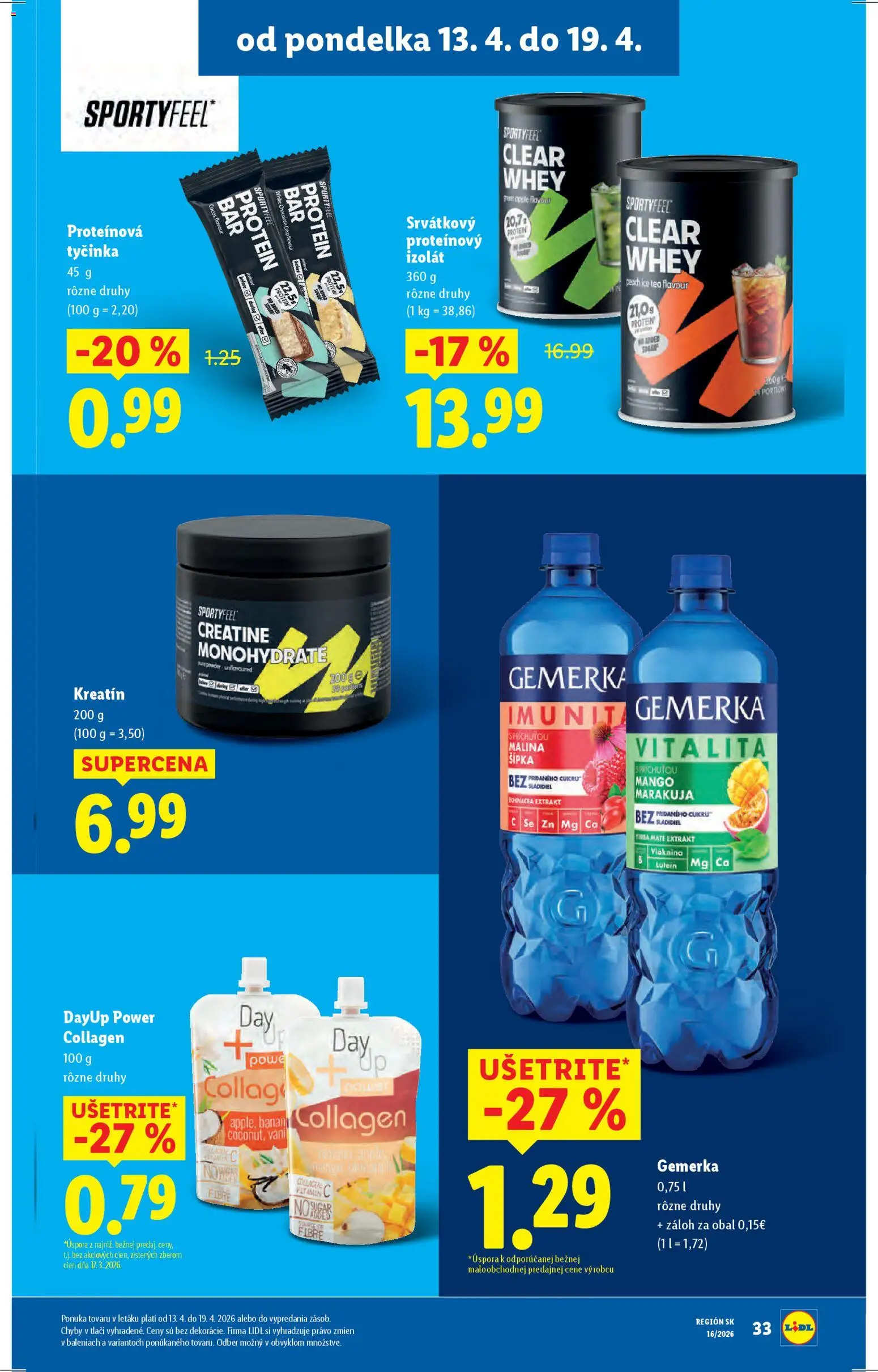 Nové Lidl akcie – leták je platný od 13.04.2026 | Strana: 35 | Produkty: Protein, Mango, Gemerka