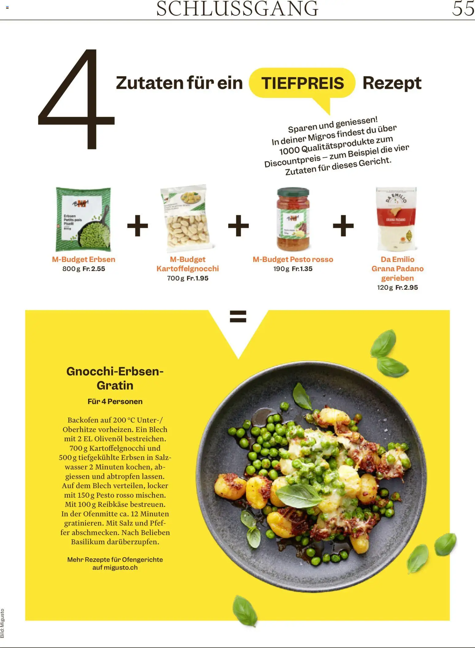 Migros Magazin – gültig ab 12.01.2026 | Seite: 55 | Produkte: Erbsen, Backofen, Salz, Wasser