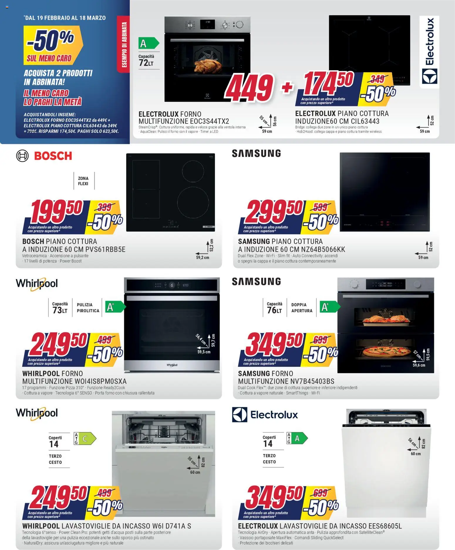 Volantino Trony del 19.02.2026 | Pagina: 5 | Prodotti: Pizza, Lavastoviglie, Forno, Portaposate