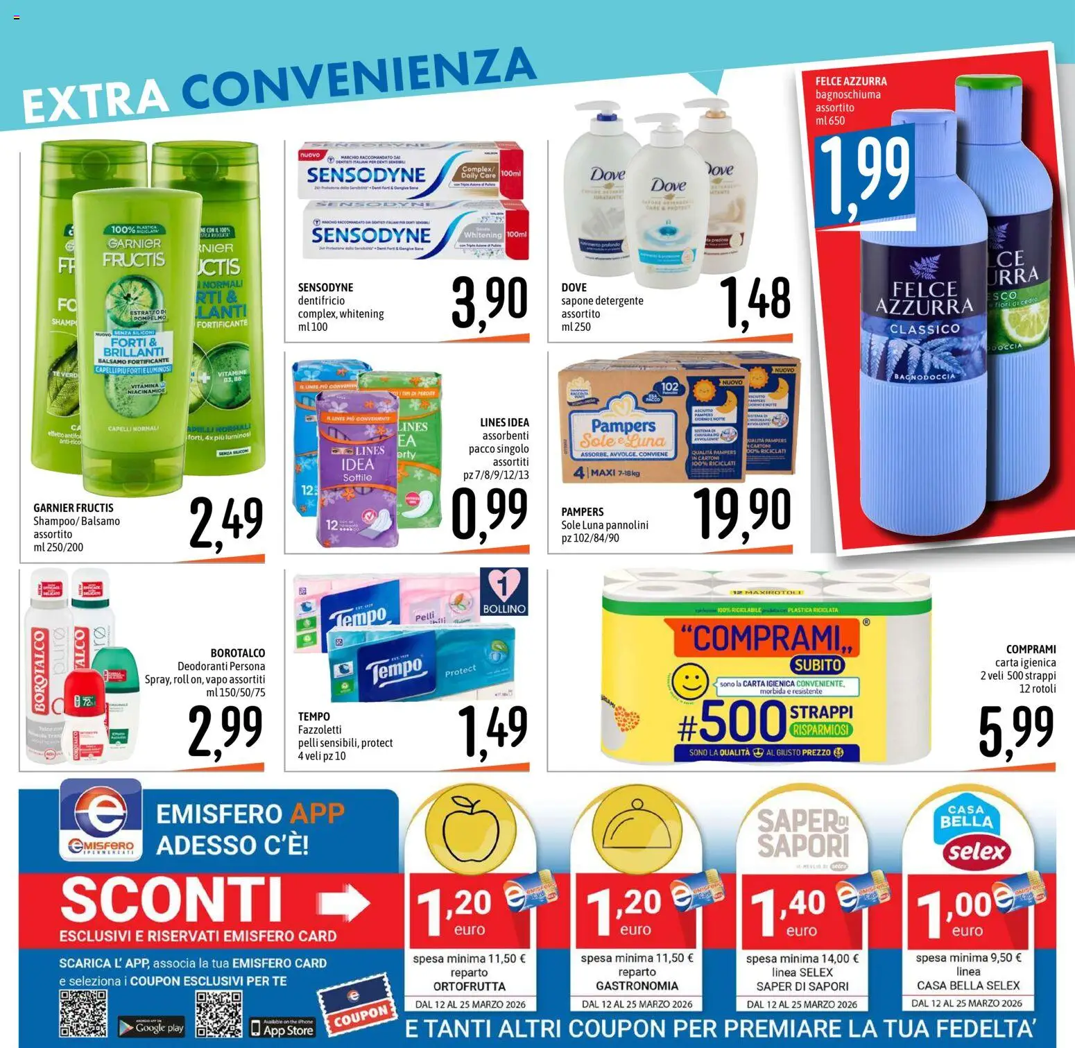 Volantino Emisfero del 12.03.2026 | Pagina: 24 | Prodotti: Pannolini, Sapone, Iphone, Pompelmo