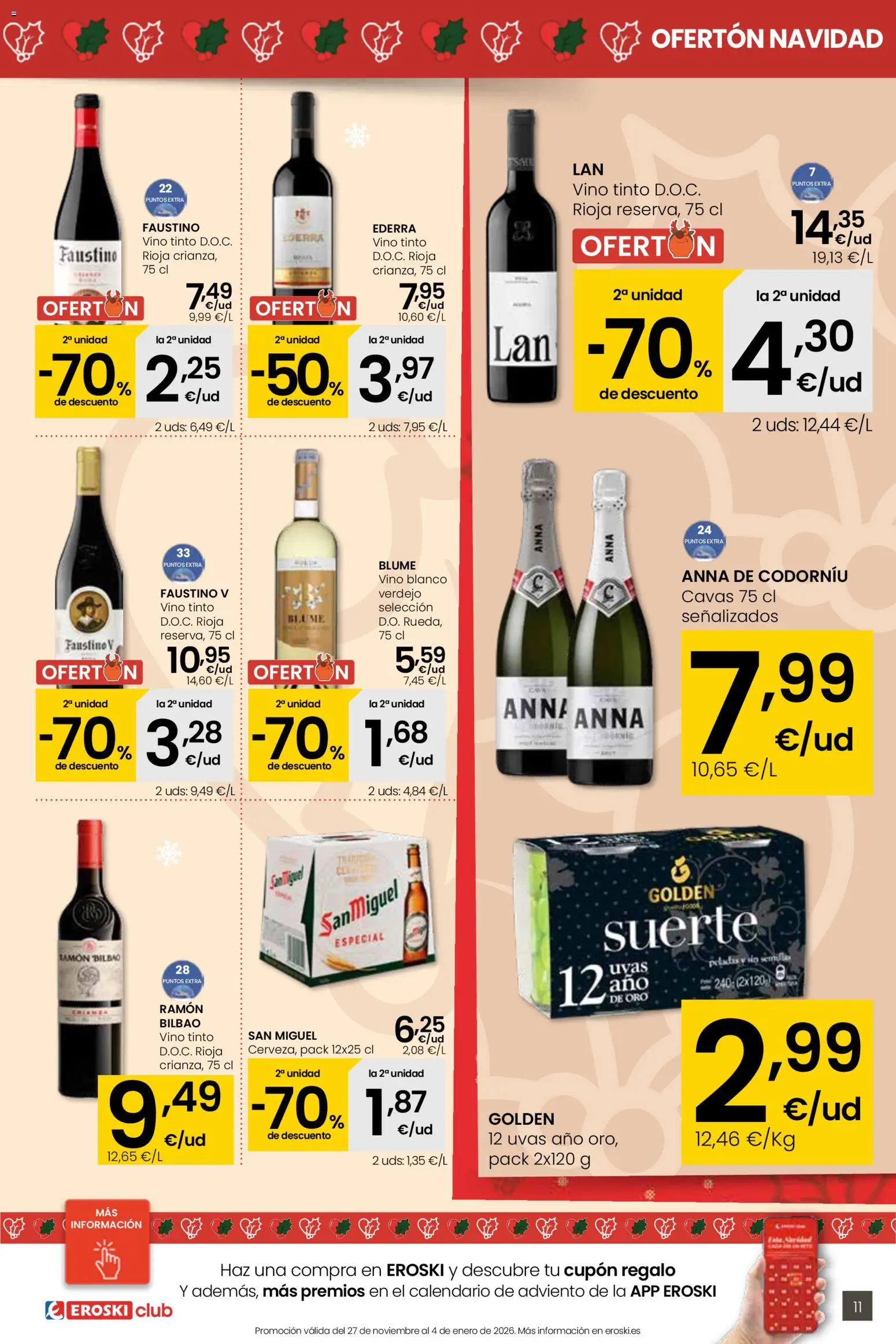 Eroski - Supermercados │ válido desde el 26.12.2025 | Página: 11 | Productos: Τζίντζερ, Vino
