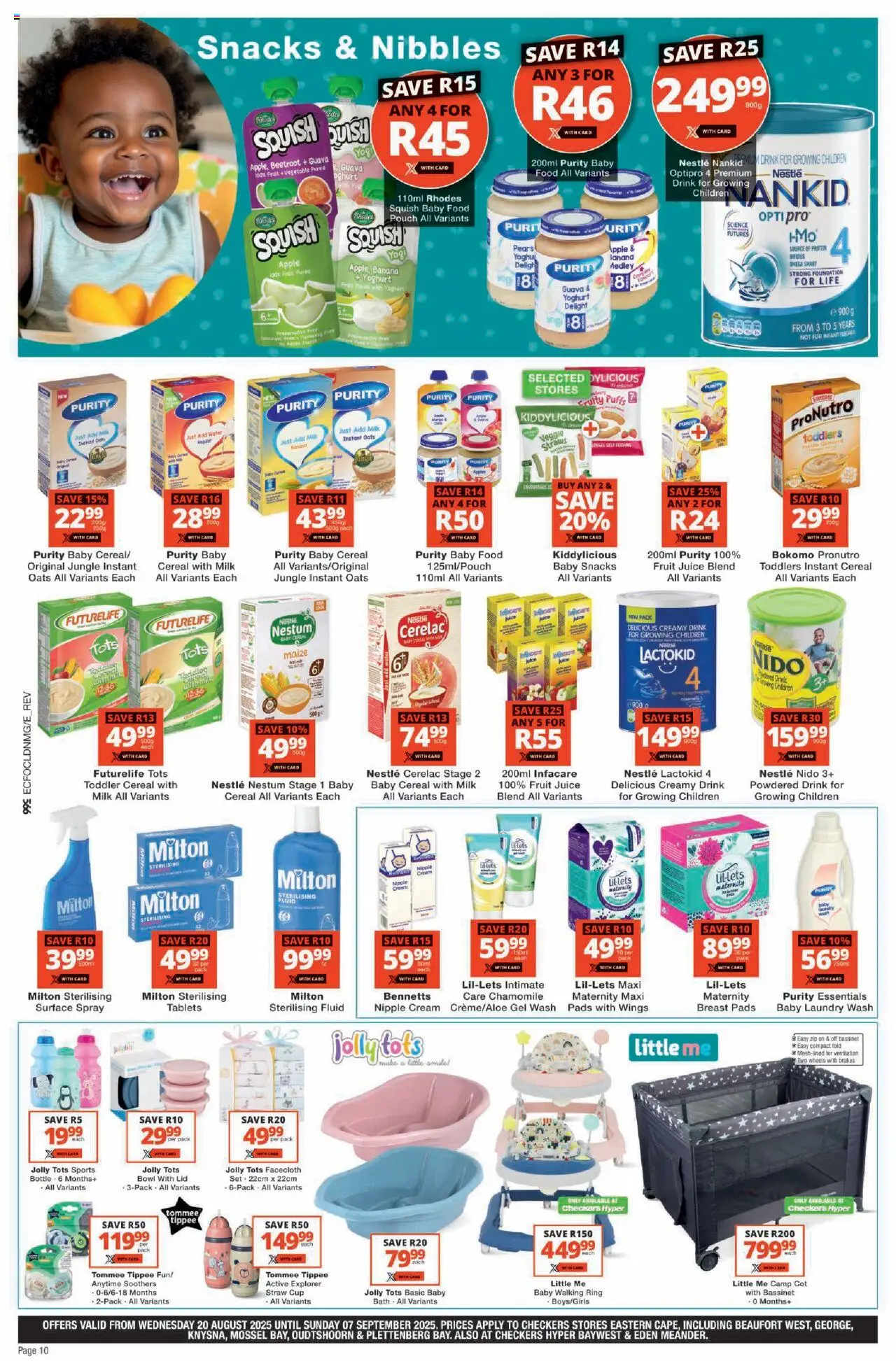 Checkers Eastern Cape - August Month-End Promotion │ valid from 20.08.2025 | Page: 10 | Products: Bowl, Cream, Baby food, Fruit