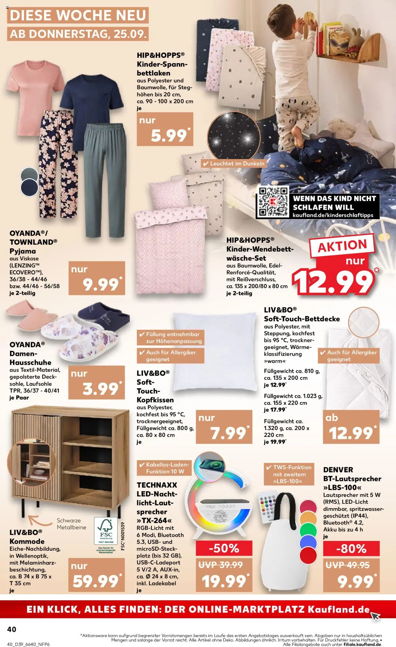Kaufland Prospekt 	 – gültig ab 25.09.2025 | Seite: 40 | Produkte: USB, Kommode, Ladekabel, Hausschuhe