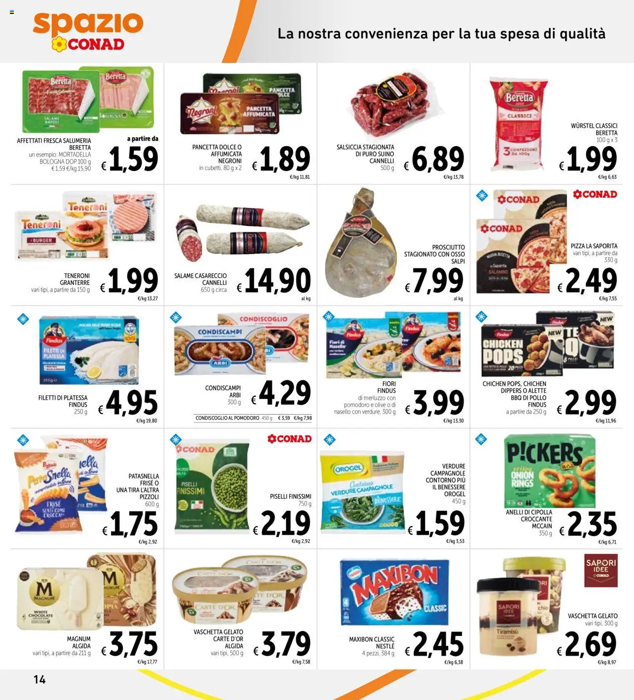 Volantino Spazio Conad del 10.10.2025 | Pagina: 14 | Prodotti: Pollo, Pomodoro, Olive, Wurstel