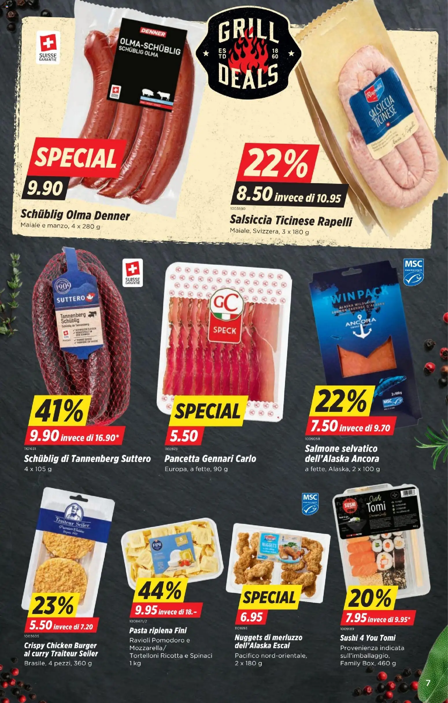 Denner aktionen IT – gültig ab 16.04.2026 | Seite: 7 | Produkte: Burger, Pasta, Grill