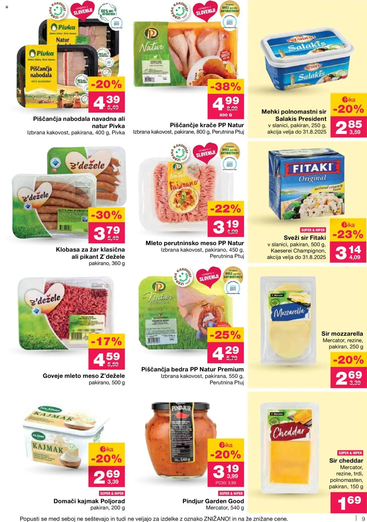 Mercator katalog │ velja od 31.07.2025 | Stran: 9 | Izdelki: Zar, Mleto meso, Kajmak, Sir