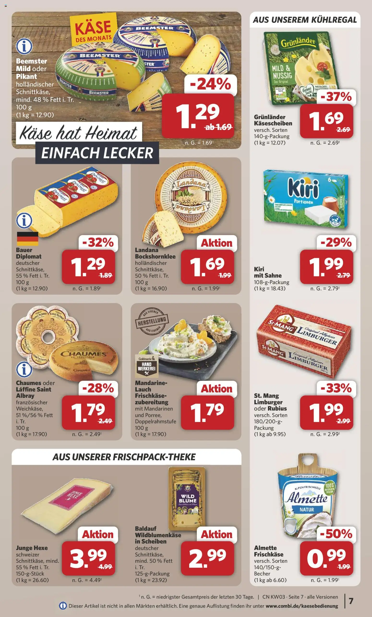 Combi Prospekt 	 – gültig ab 12.01.2026 | Seite: 7 | Produkte: Almette, Käse, Mandarinen, Frischkase