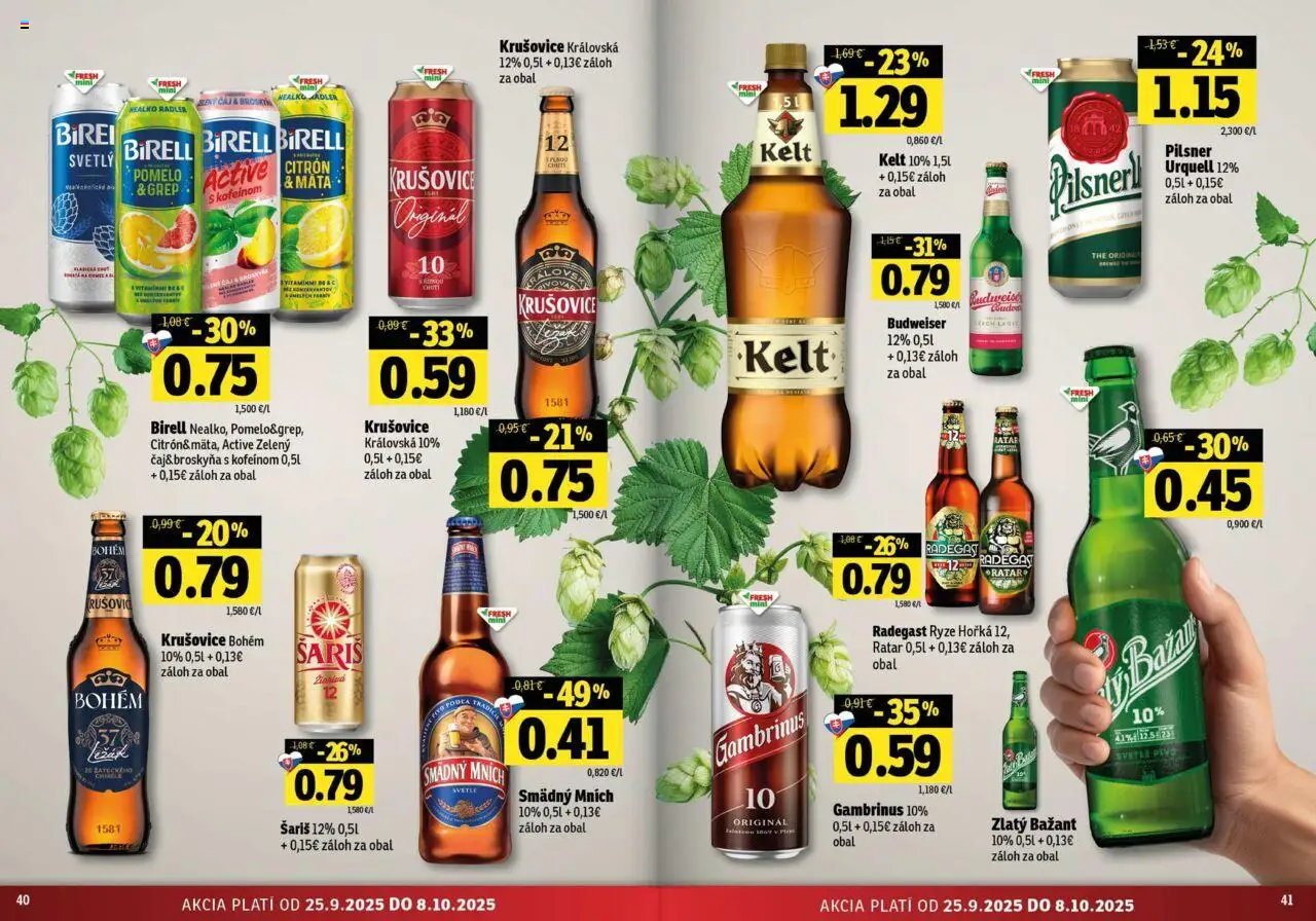 Nové Fresh akcie – leták je platný od 25.09.2025 | Strana: 21 | Produkty: Čaj, Kelt, Pomelo, Gambrinus