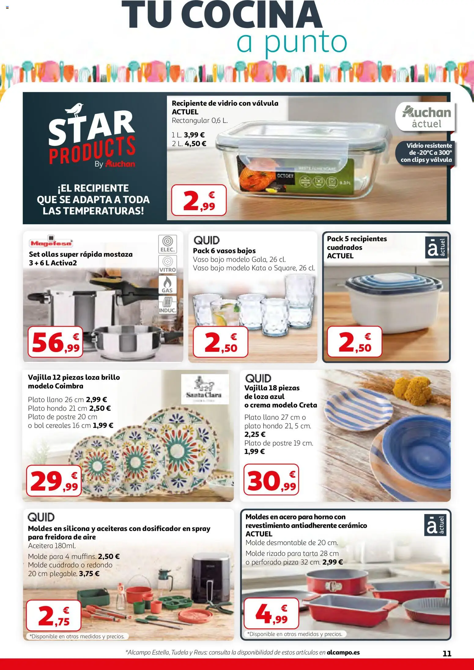 Alcampo - SST Nacional │ válido desde el 26.02.2026 | Página: 11 | Productos: Vasos, Crema, Horno, Cocina
