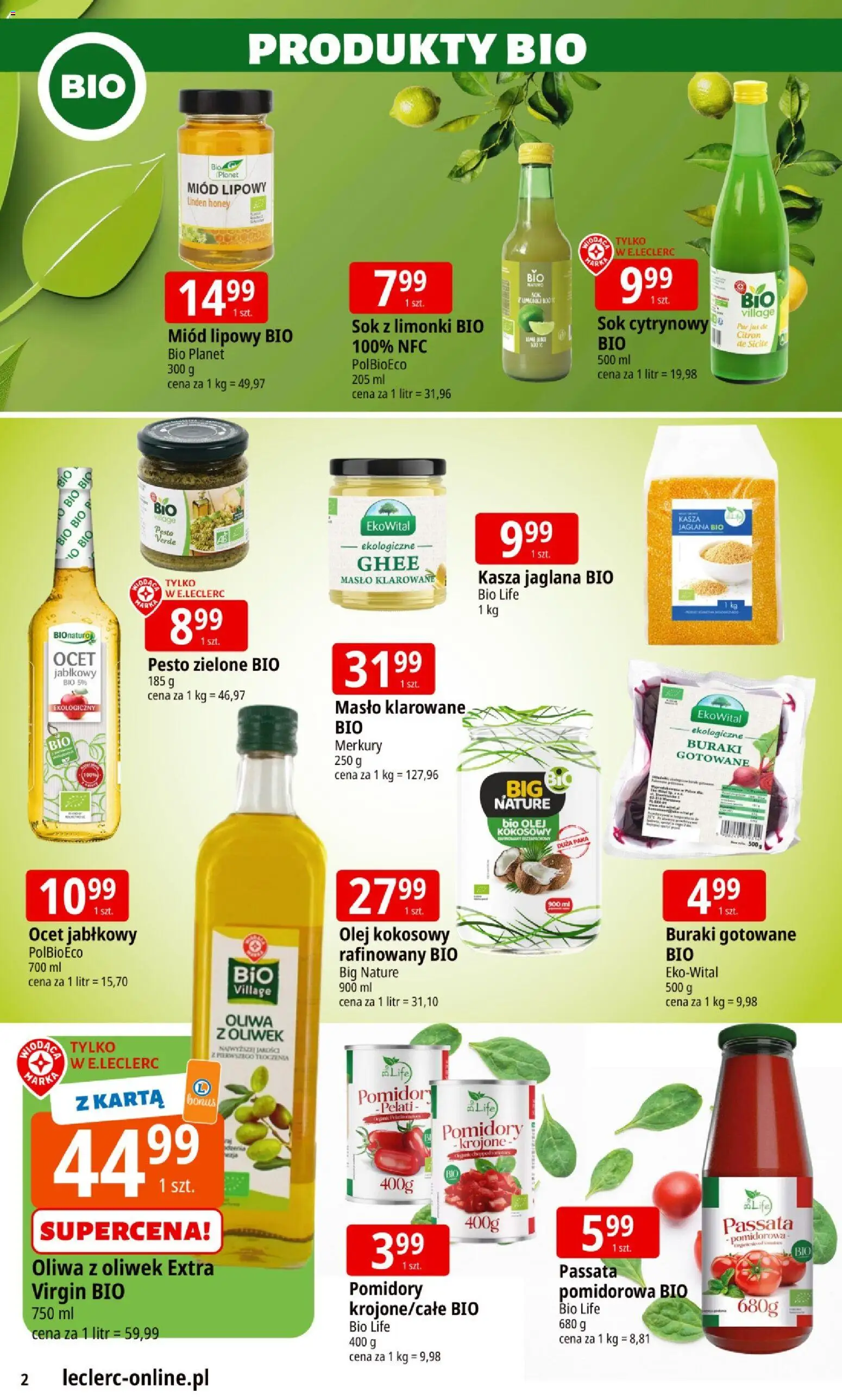 E.Leclerc Gazetka - Warszawa Jerozolimskie od 13.11.2025 | Strona: 2 | Produkty: Miód, Olej, Olej kokosowy, Kasza jaglana
