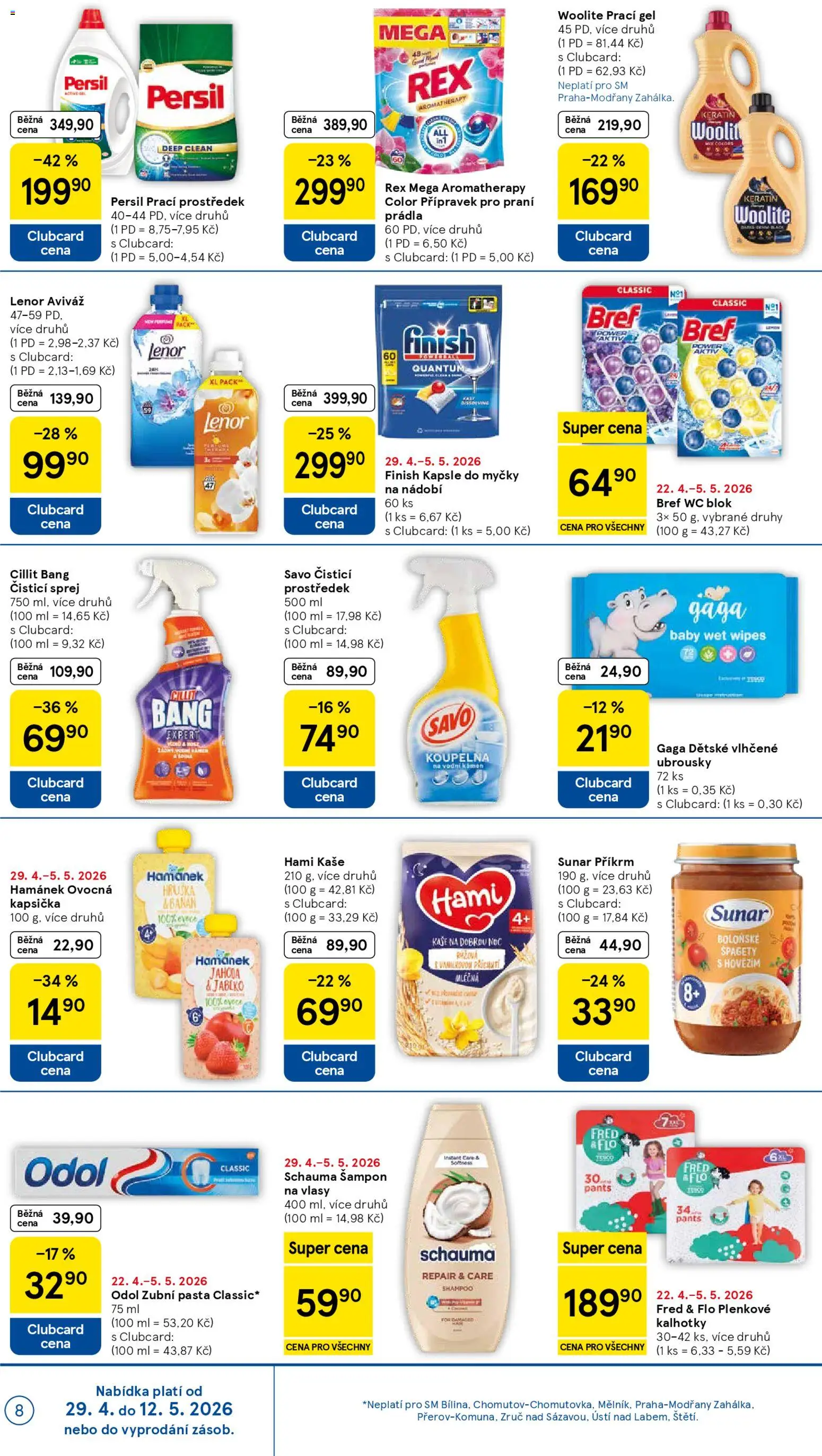 Tesco leták - Supermarket od 29.04.2026 | Strana: 8 | Produkty: Savo, Ovocná kapsička, Hamánek, Koupelna