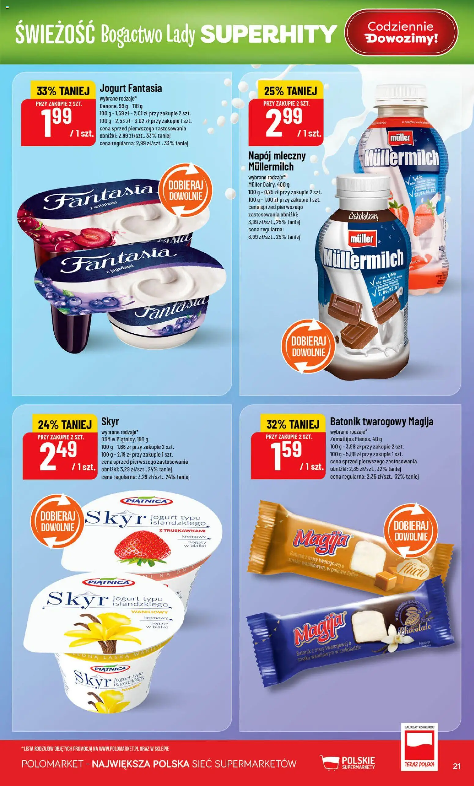 POLOmarket Gazetka od 14.01.2026 | Strona: 21 | Produkty: Batonik twarogowy, Jogurt, Skyr
