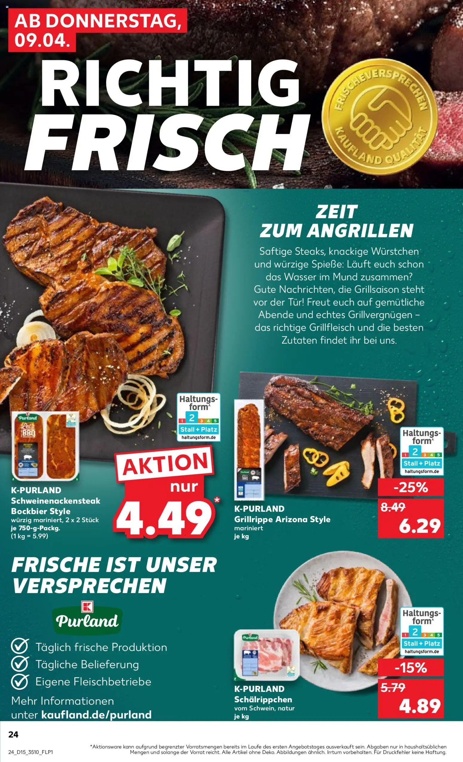 Kaufland Prospekt Zeitz	 – gültig ab 09.04.2026 | Seite: 24 | Produkte: Grillfleisch, Tür, Spieße, Steak