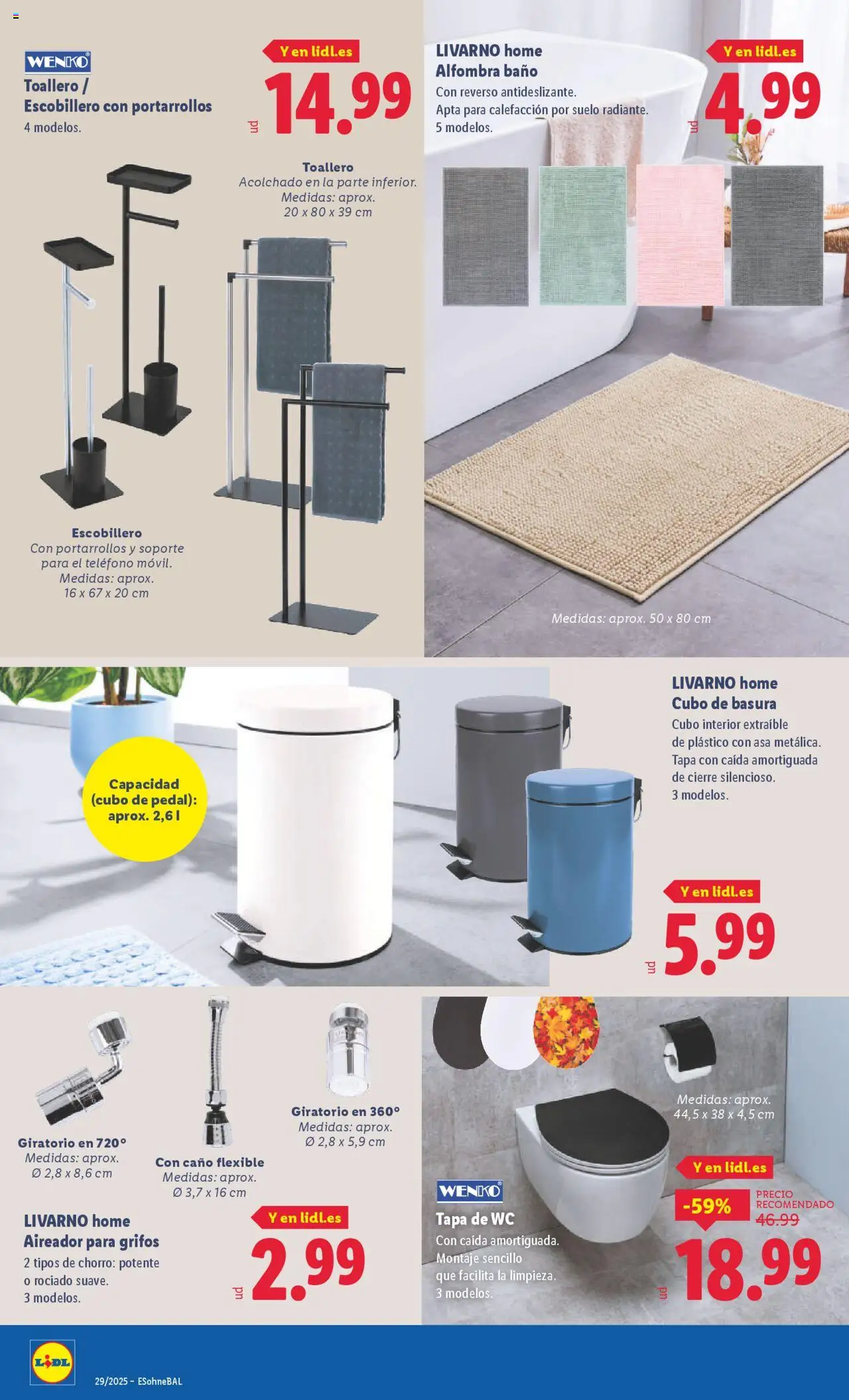 Lidl catálogo de bazar MAD │ válido desde el 14.07.2025 | Página: 16 | Productos: Toallero, Teléfono, Baño, Alfombra