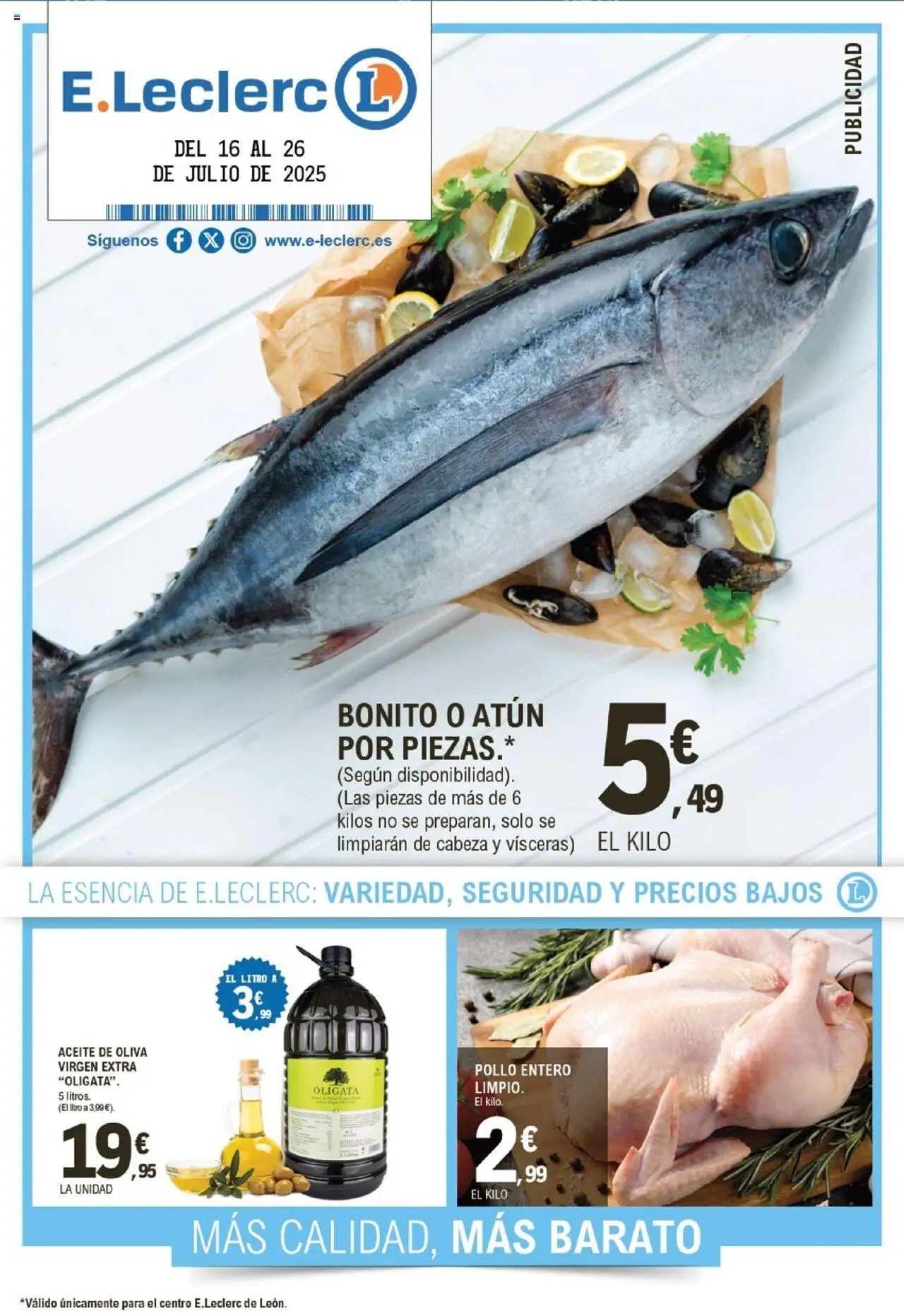 E.Leclerc - Descubre la Calidad y Frescura en Hipermercados E Leclerc │ válido desde el 16.07.2025 | Página: 1 | Productos: Aceite, Aceite de oliva, Aceite de oliva virgen extra