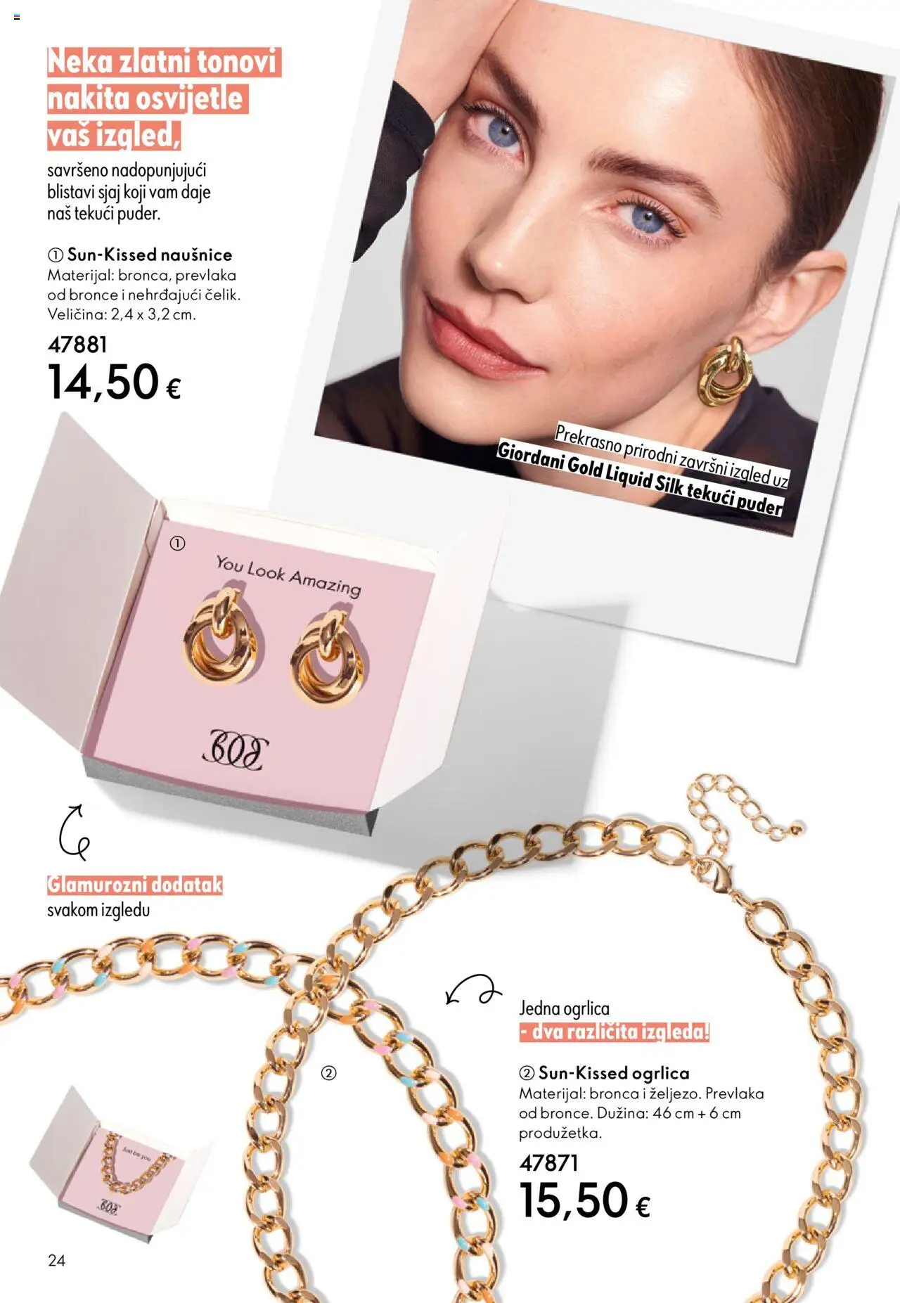 Oriflame katalog | vrijedi od 08.10.2025 | Stranica: 24 | Proizvodi: Puder, Ogrlica, Naušnice