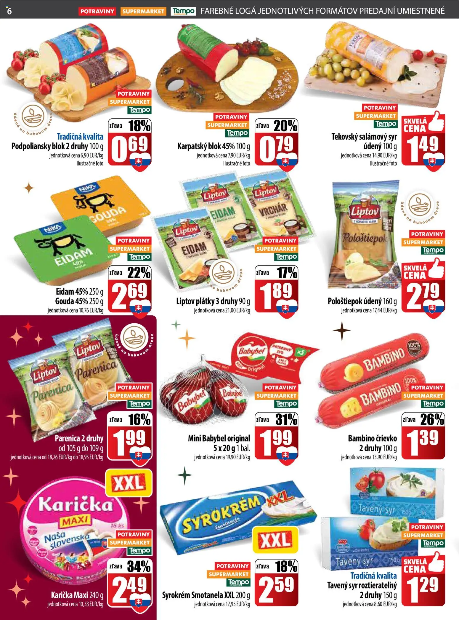 Nové COOP Jednota akcie – leták je platný od 18.12.2025 | Strana: 6 | Produkty: Syr, Gouda, Eidam