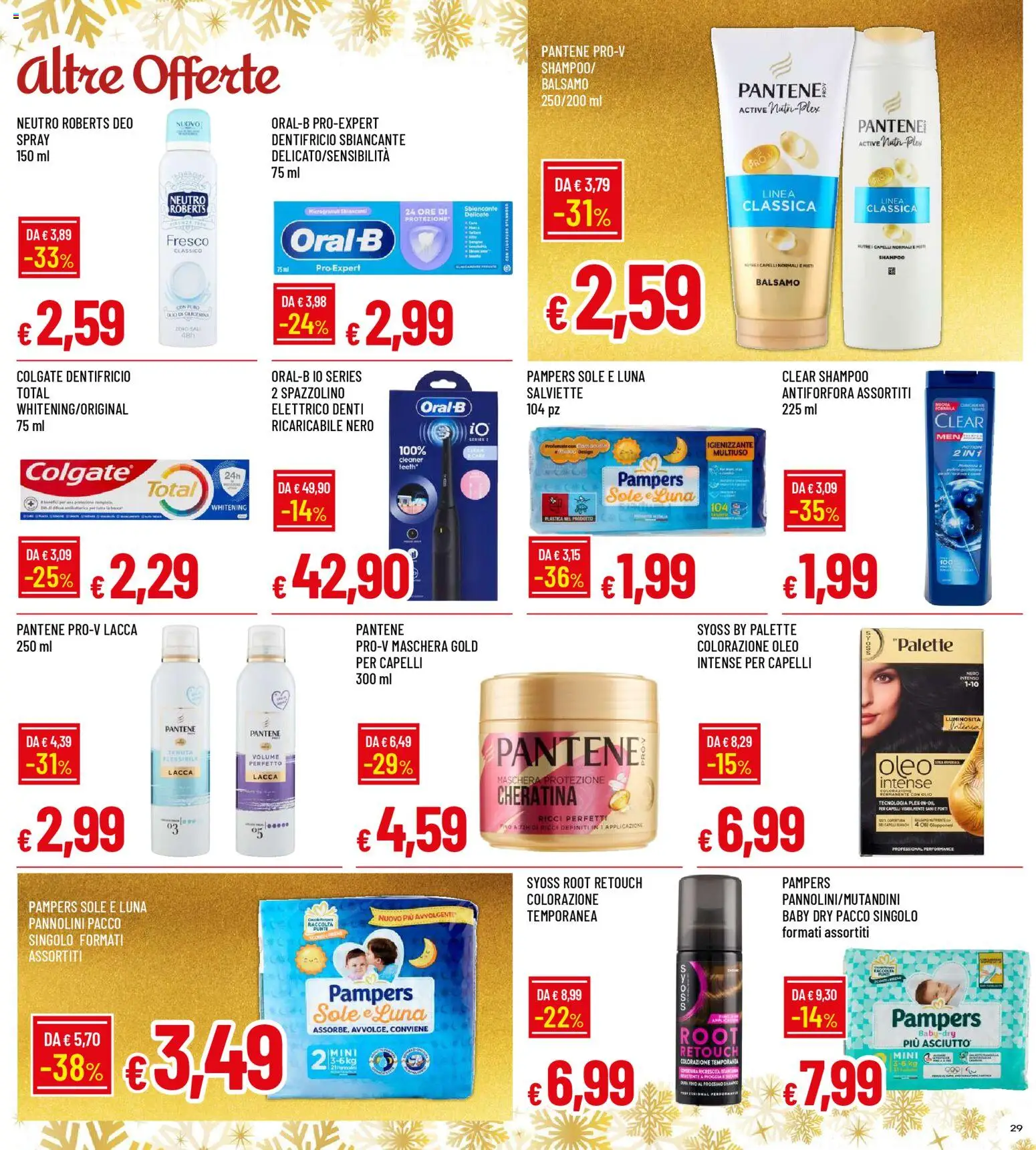 Volantino Famila del 15.12.2025 | Pagina: 29 | Prodotti: Balsamo, Maschera, Spazzolino, Pampers