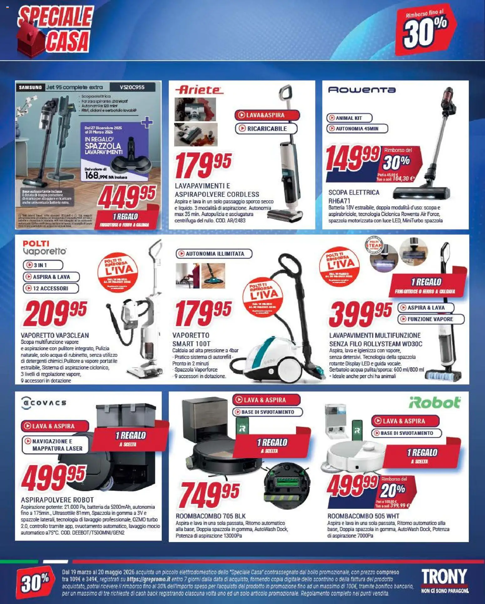 Volantino Trony del 09.04.2026 | Pagina: 16 | Prodotti: Mocio, Data, Aspirapolvere, Friggitrice