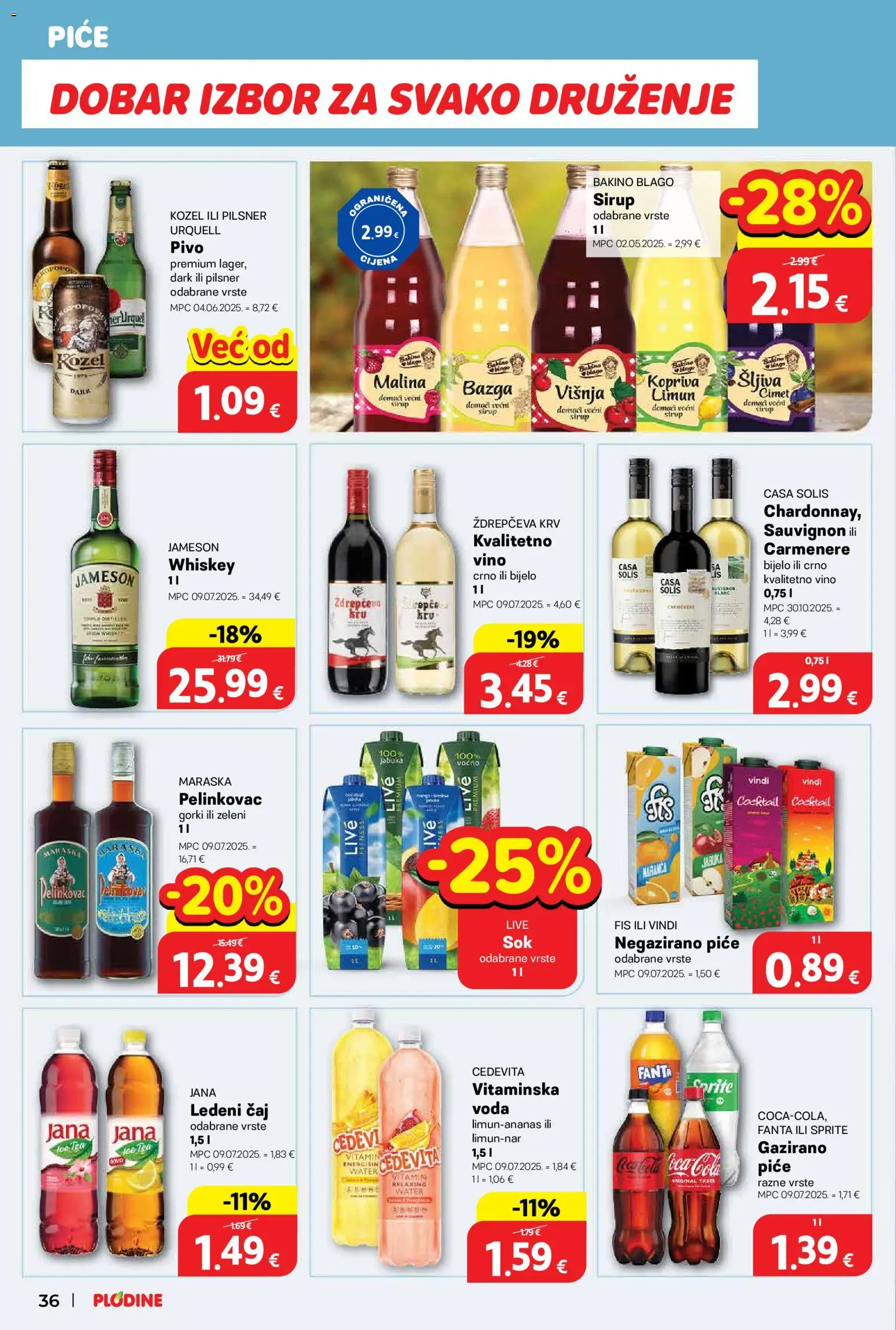 Plodine katalog | vrijedi od 11.03.2026 | Stranica: 36 | Proizvodi: Fanta, Kozel, Čaj, Jabuka