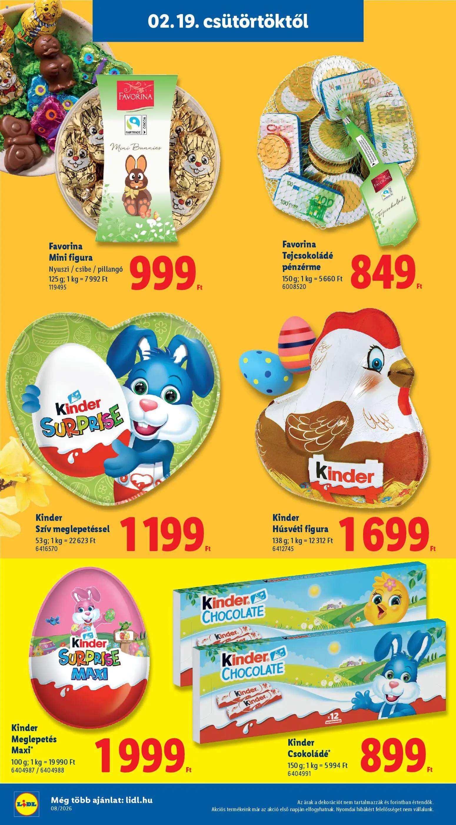 Lidl akciós ujság - amely érvényes a következő dátumtól: 19.02.2026 | Oldal: 6 | Termékek: Tejcsokoládé