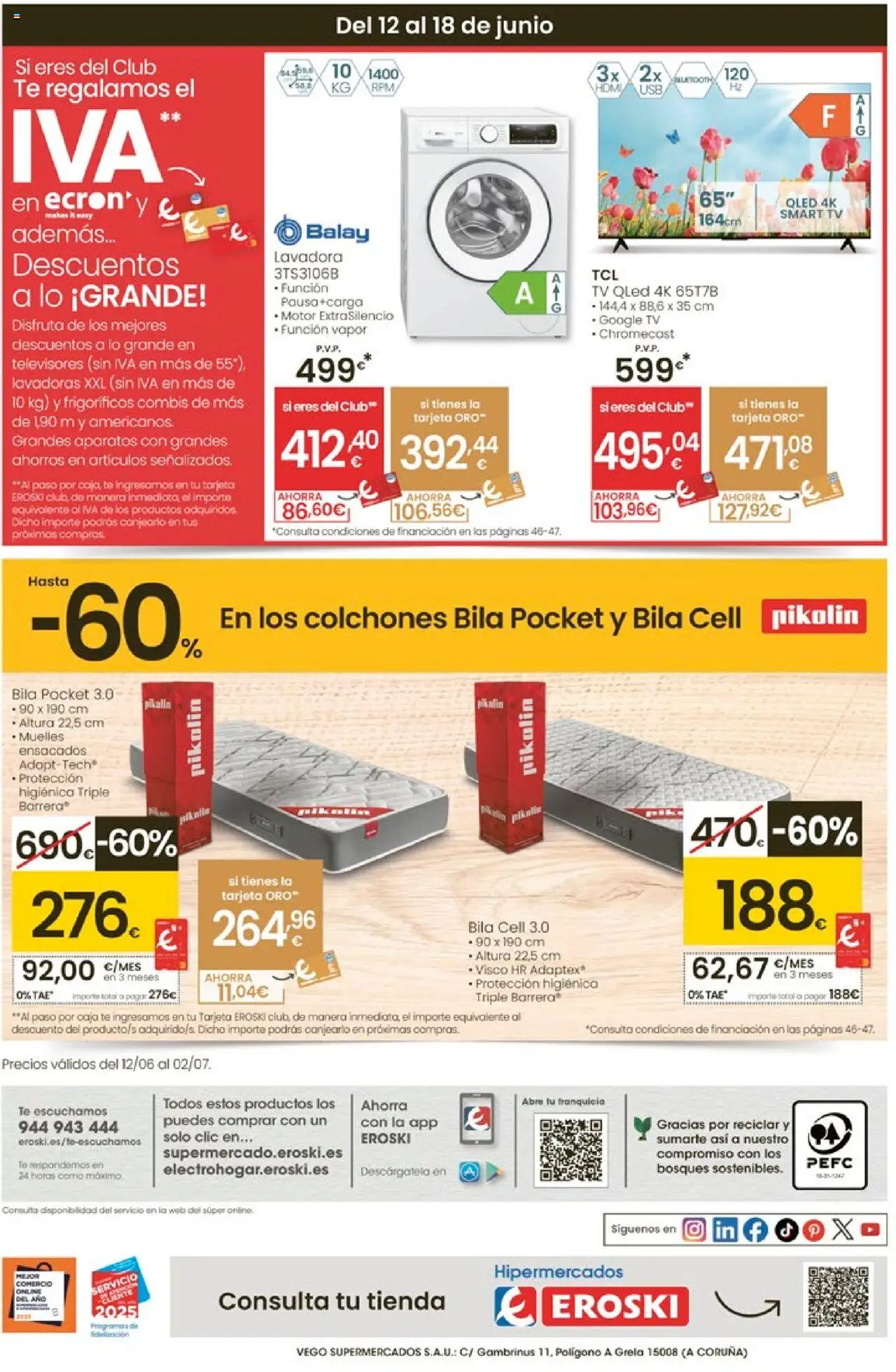 Eroski - Ofertones para conquistarte │ válido desde el 12.06.2025 | Página: 48 | Productos: Té, Lavadora, Caja