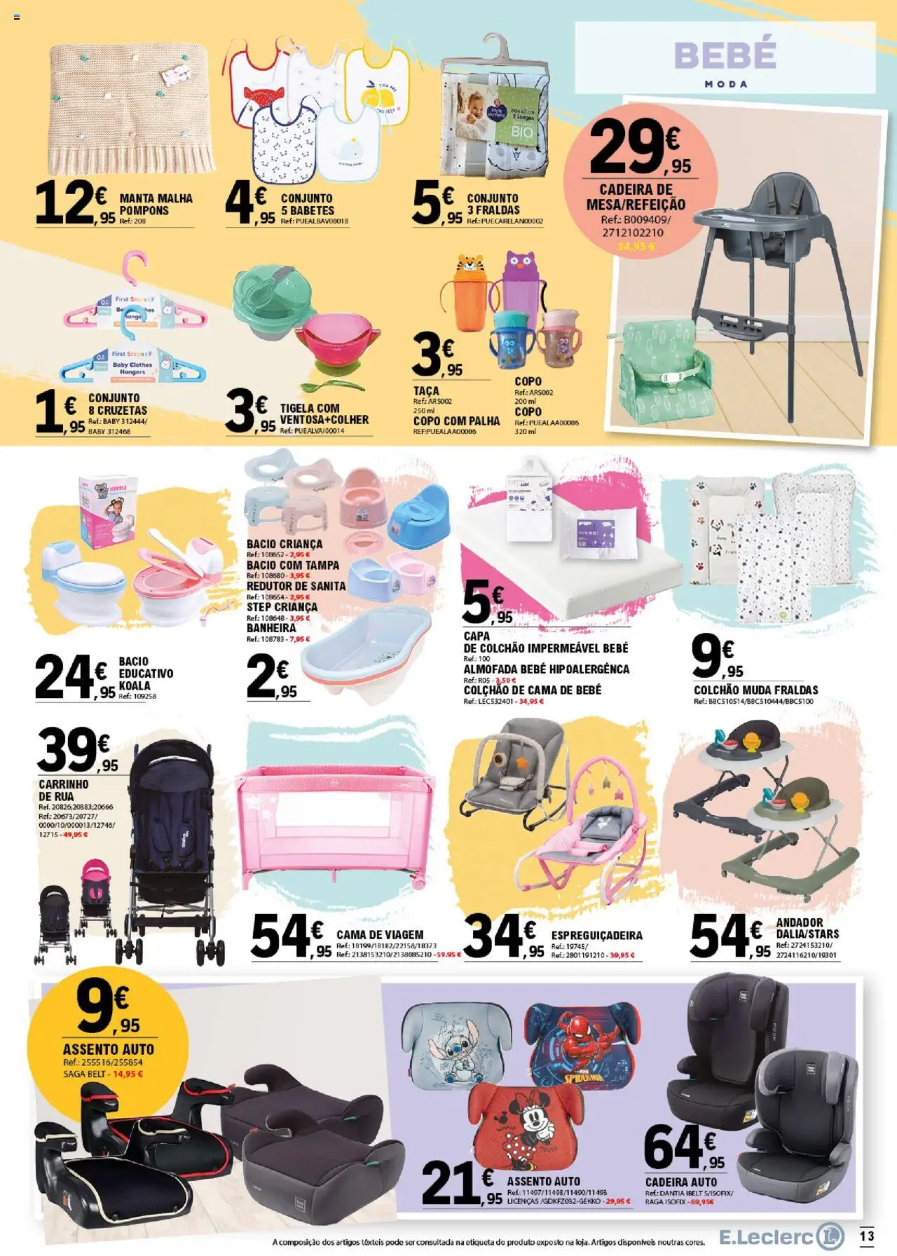 E.Leclerc - Aniversário Santa Maria da Feira │ válido de 24.07.2025 | Página: 13 | Produtos: Fraldas, Tigela, Colchão, Almofada