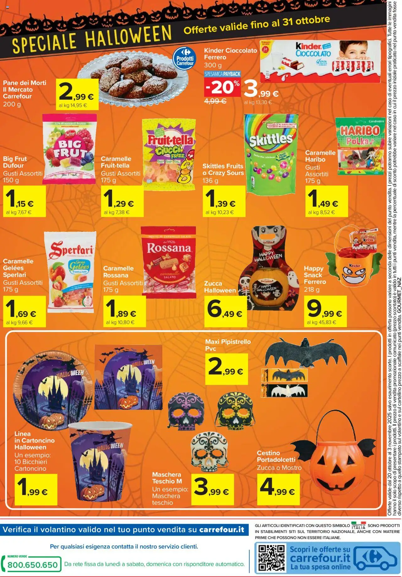 Volantino Carrefour del 20.10.2025 | Pagina: 18 | Prodotti: Maschera, Cioccolato, Caramelle, Succo di frutta