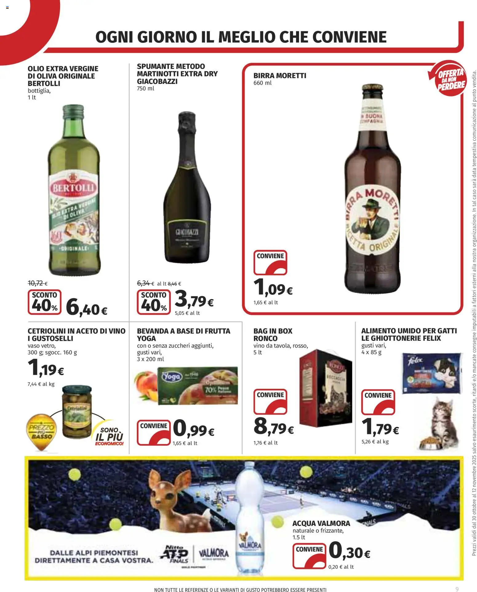Volantino COOP del 30.10.2025 | Pagina: 9 | Prodotti: Birra Moretti, Data, Spumante, Aceto