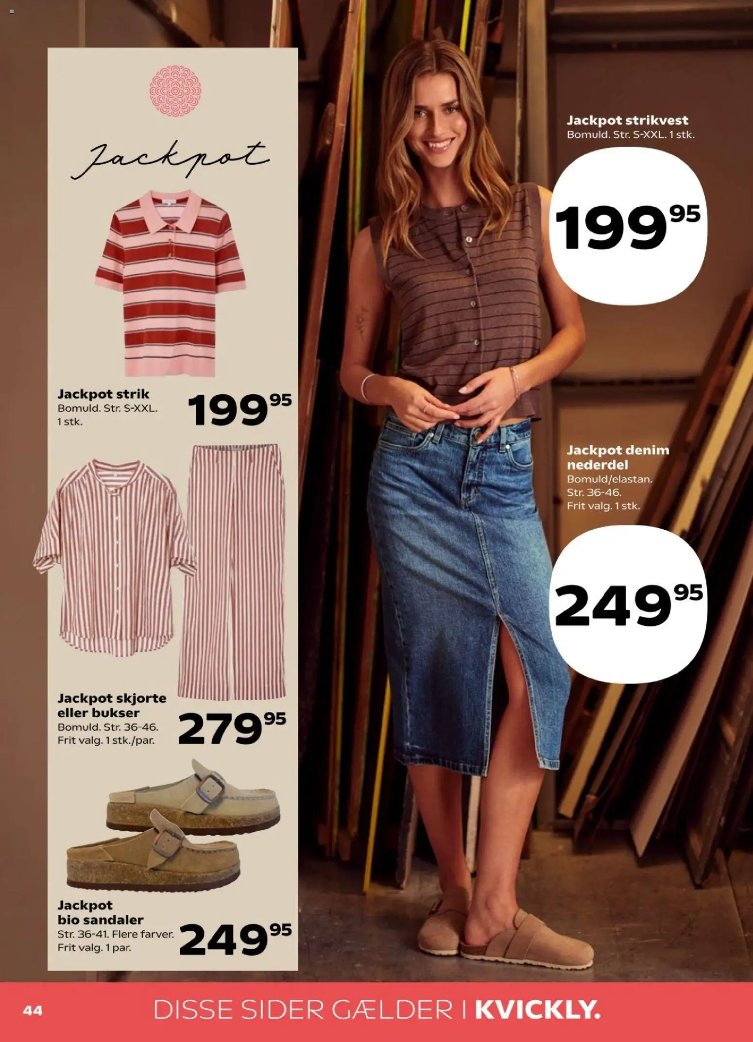 Kvickly tilbudsavis – gyldig fra 24.04.2026 | Side: 46 | Produkter: Nederdel, Skjorte, Bukser, Sandaler