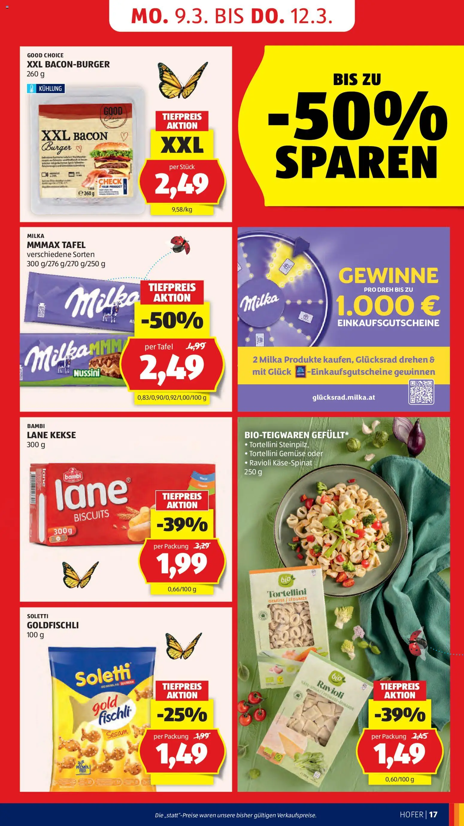 Hofer AT akciós ujság - amely érvényes a következő dátumtól: 06.03.2026 | Oldal: 21 | Termékek: Bacon, Tortellini