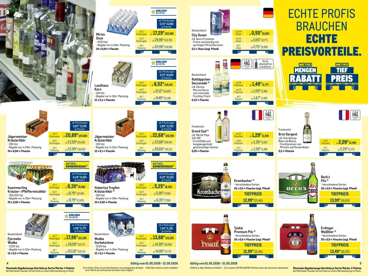 Metro Monats-Mix – gültig ab 01.05.2026 | Seite: 3 | Produkte: Ouzo, Weißbier, Jägermeister, Pfirsich