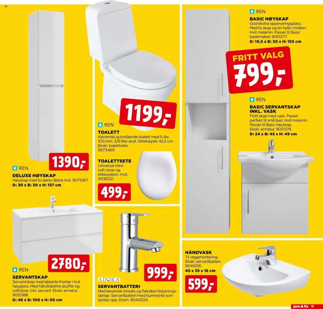  | Side: 17 | Produkter: Fourchettes, Vask, Hylle, Toalett