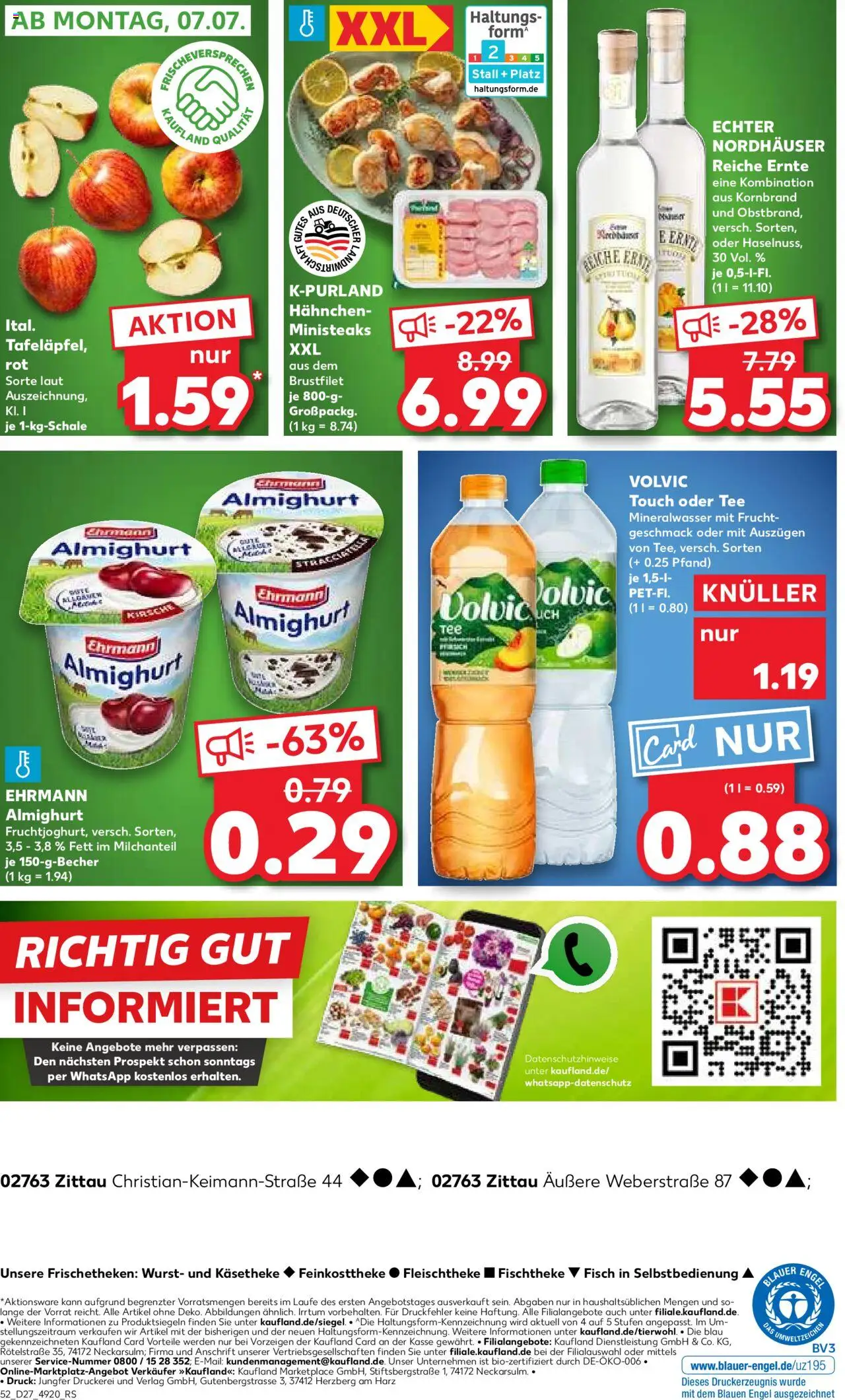 Kaufland Prospekt 	 - gültig ab dem 03.07.2025 | Seite: 52 | Produkte: Ehrmann almighurt, Mineralwasser, Wurst, Volvic