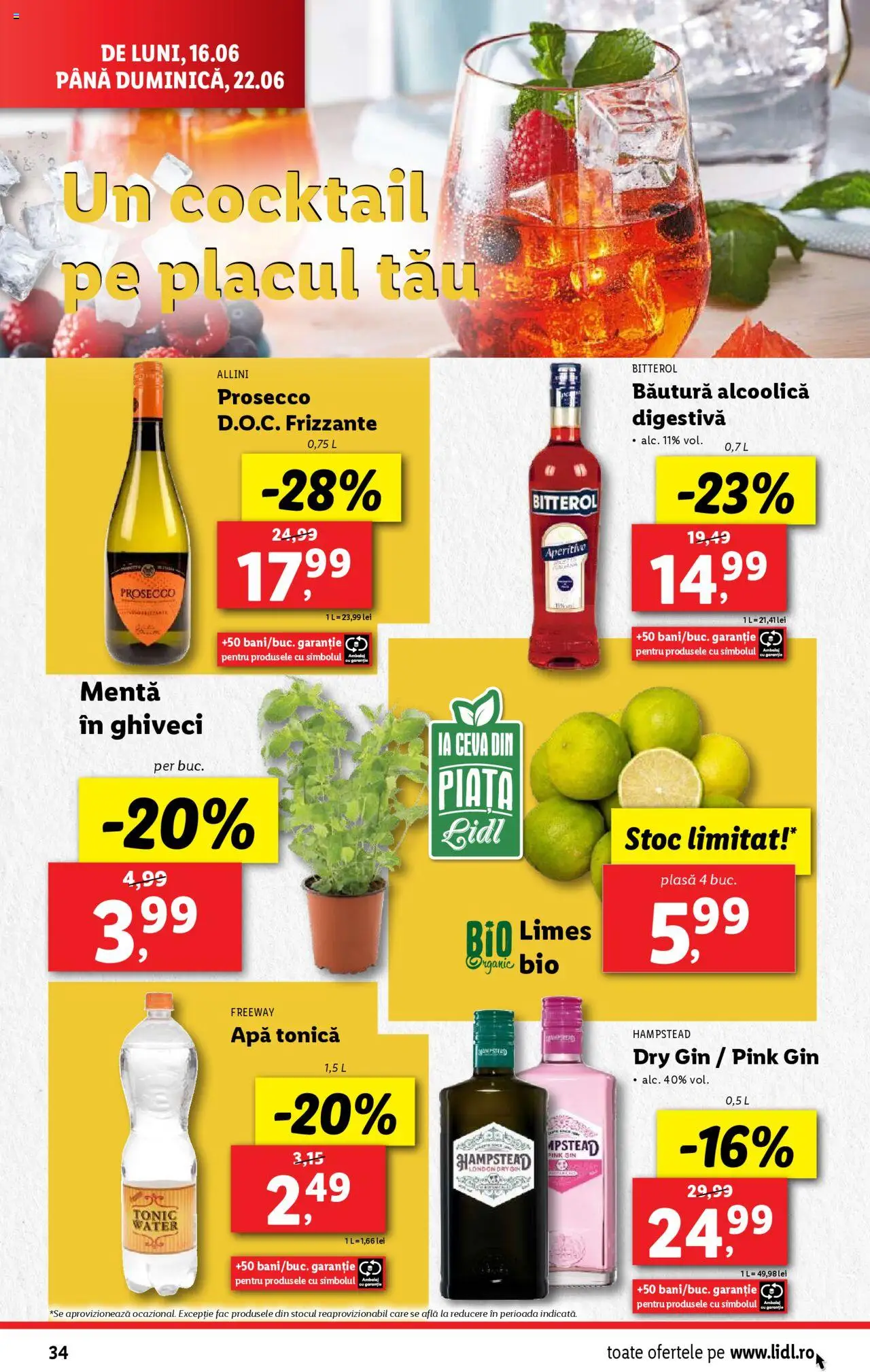 Catalog Lidl – valabil de la 16.06.2025 | Pagină: 34 | Produse: Şerit ödül, Ghiveci, Cocktail, Gin