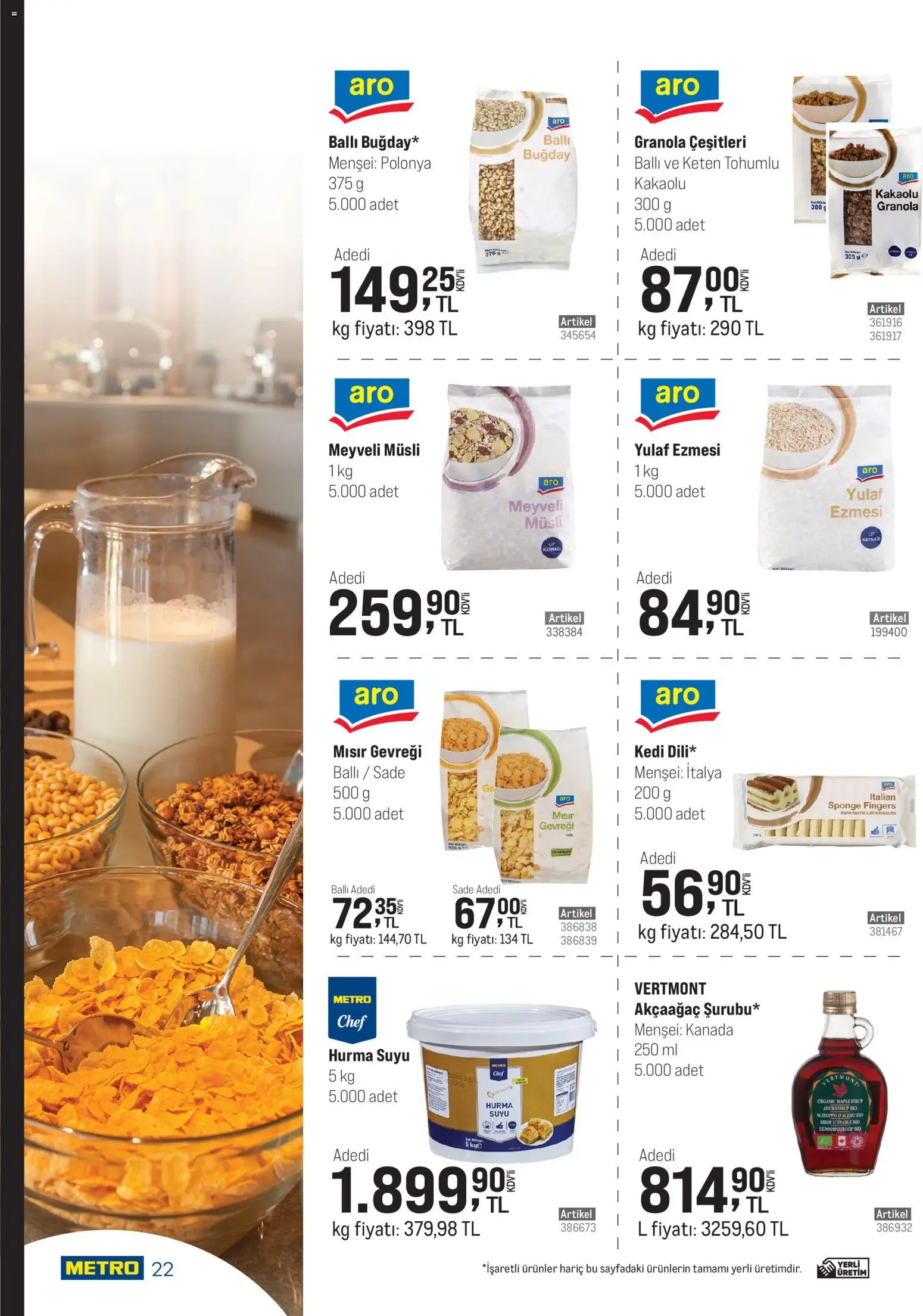Metro - Şehir Otelleri - 08.04.2026 tarihinden itibaren geçerlidir | Sayfa: 22 | Ürünler: Mısır gevreği, Yulaf, Hurma, Mısır
