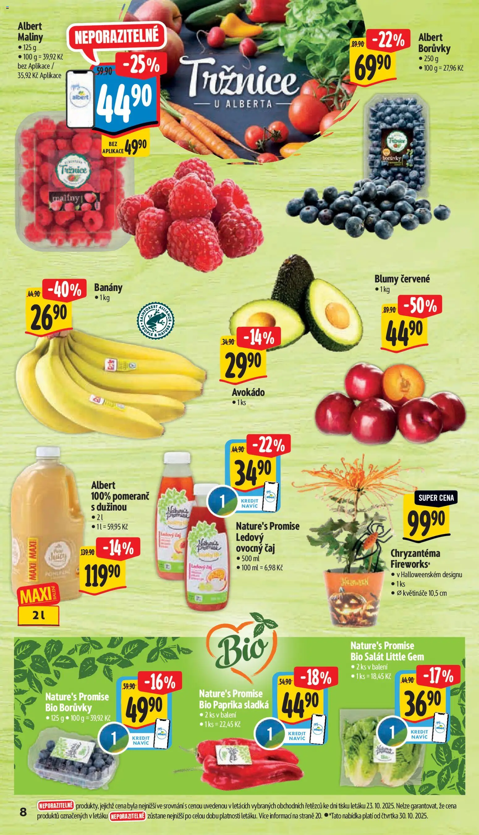 Albert leták - Supermarket od 29.10.2025 | Strana: 14 | Produkty: Květináče, Borůvky, Maliny, Paprika