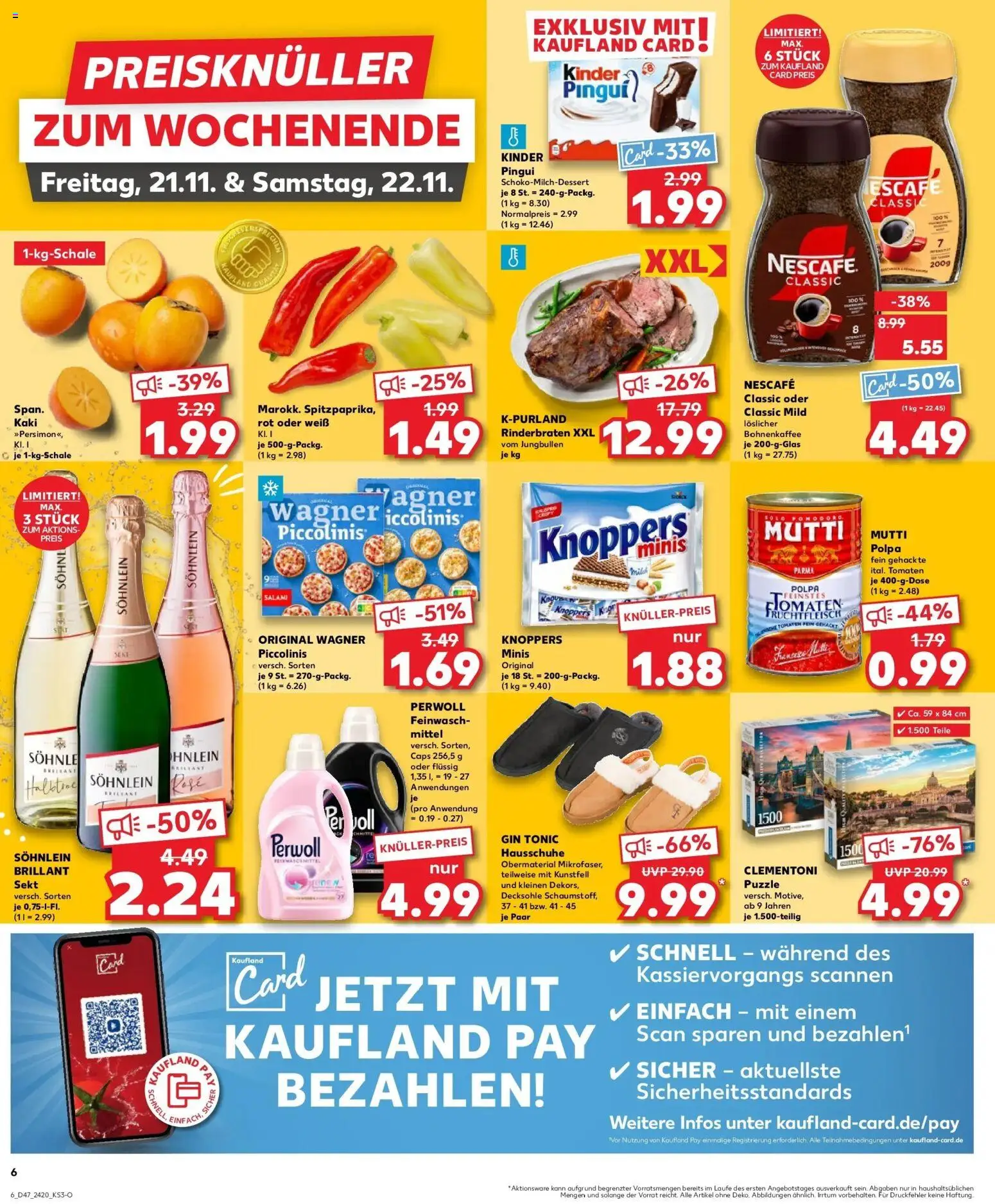 Kaufland prospekt Hanau	 – gültig ab 20.11.2025 | Seite: 6 | Produkte: Rinderbraten, Knoppers, Hausschuhe, Gin