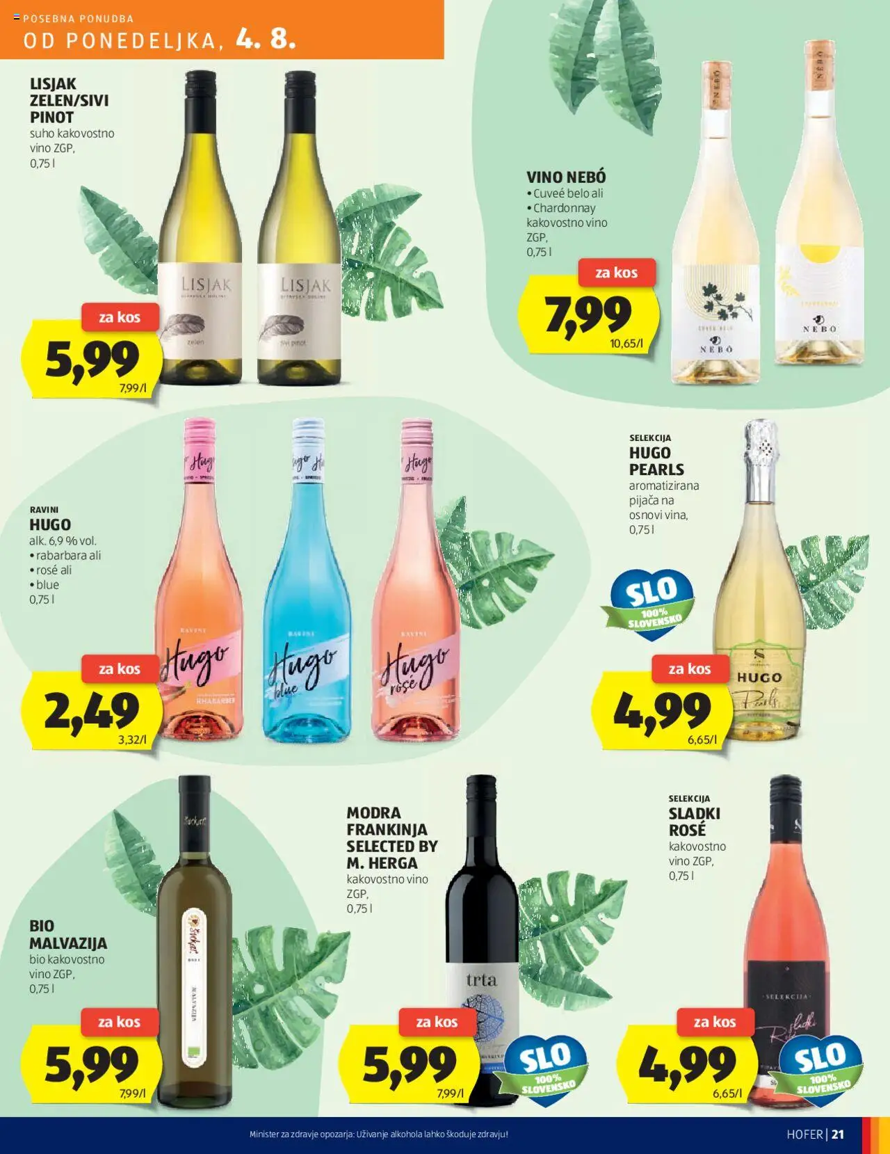 Hofer katalog │ velja od 31.07.2025 | Stran: 21 | Izdelki: Kos, Vino