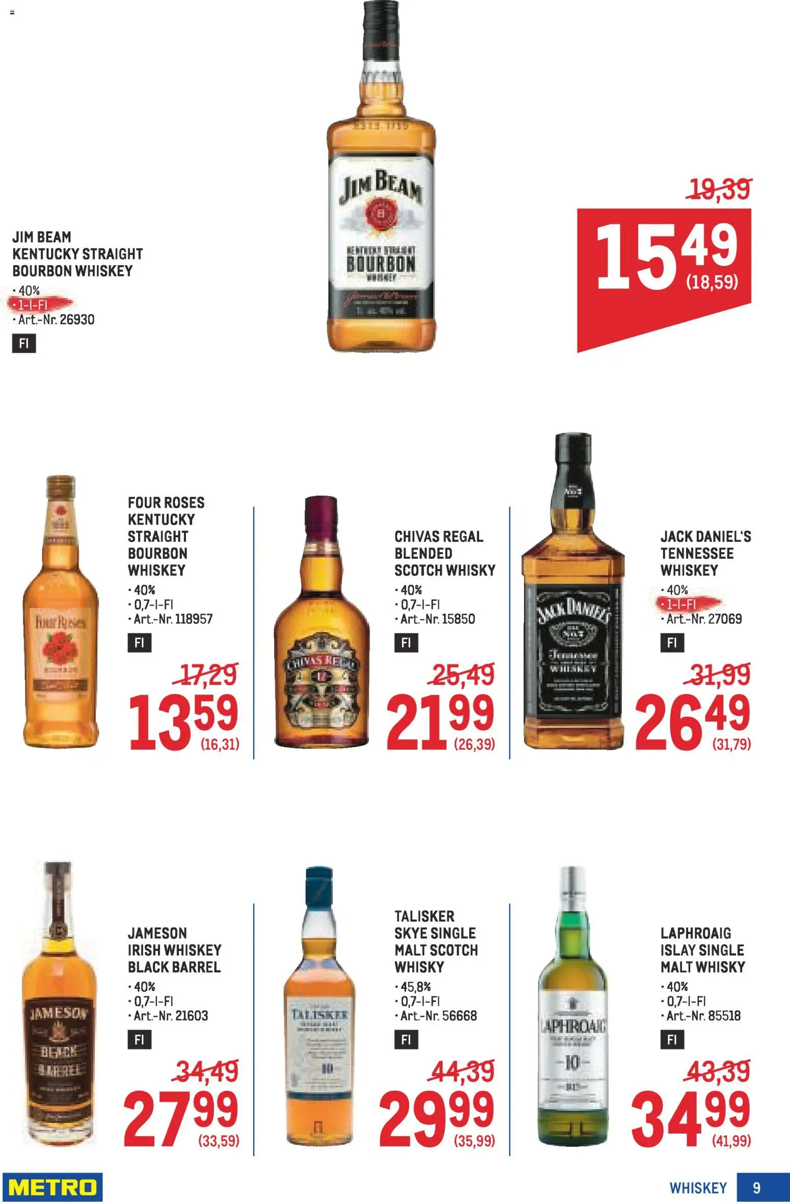 Metro  Wein und Spirituosen Spezial gültig ab 22.01.2026 | Seite: 9 | Produkte: Whiskey, Regal, Bourbon