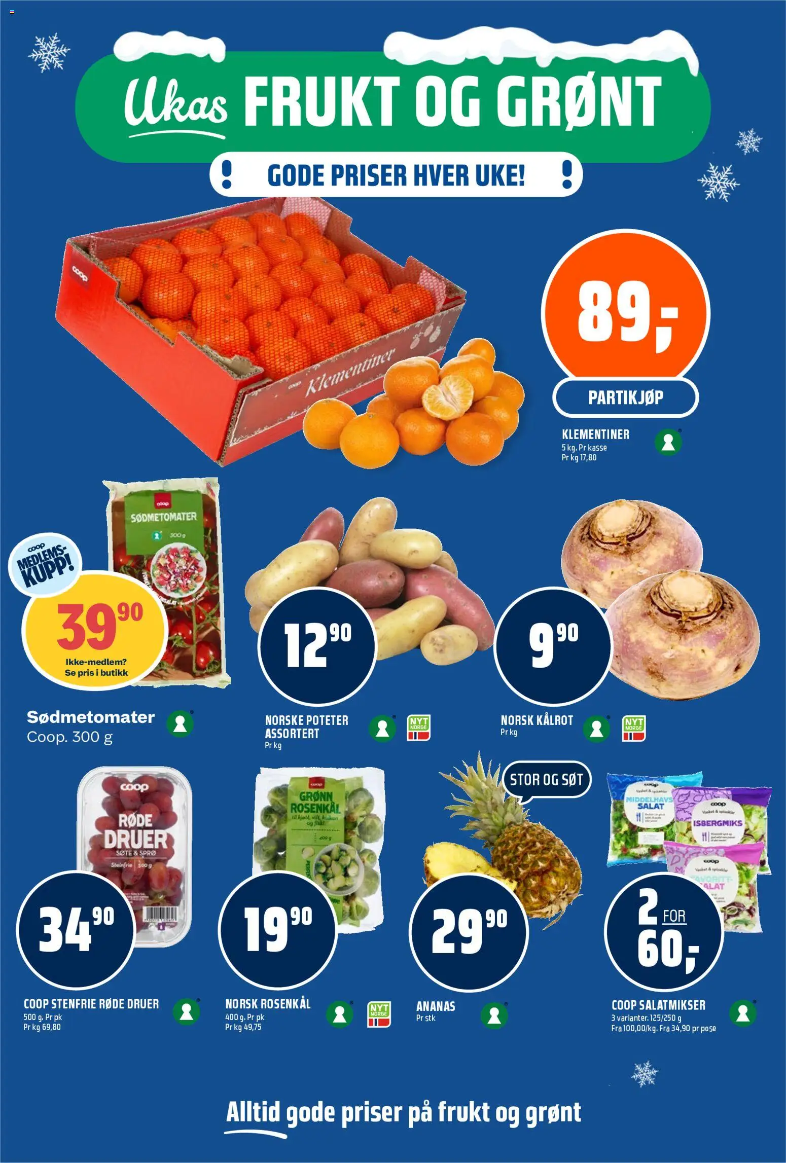 {H1} | Side: 5 | Produkter: Salat, Druer, Kålrot, Rosenkål