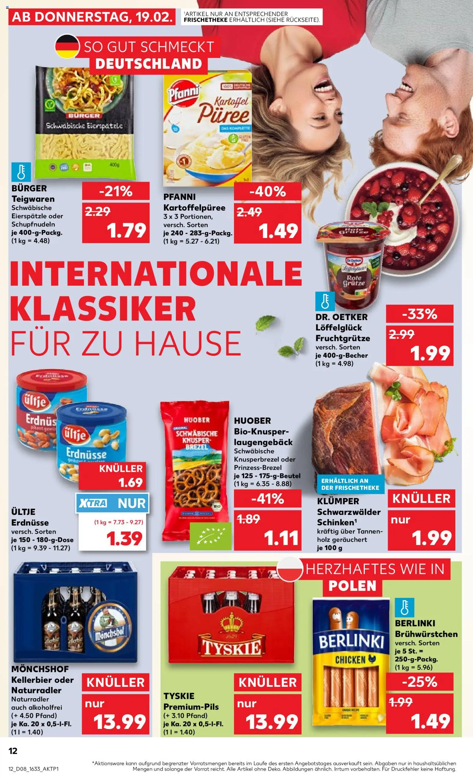 Kaufland prospekt Stuttgart	 – gültig ab 19.02.2026 | Seite: 12 | Produkte: Monchshof, Ultje erdnusse, Tyskie, Burger