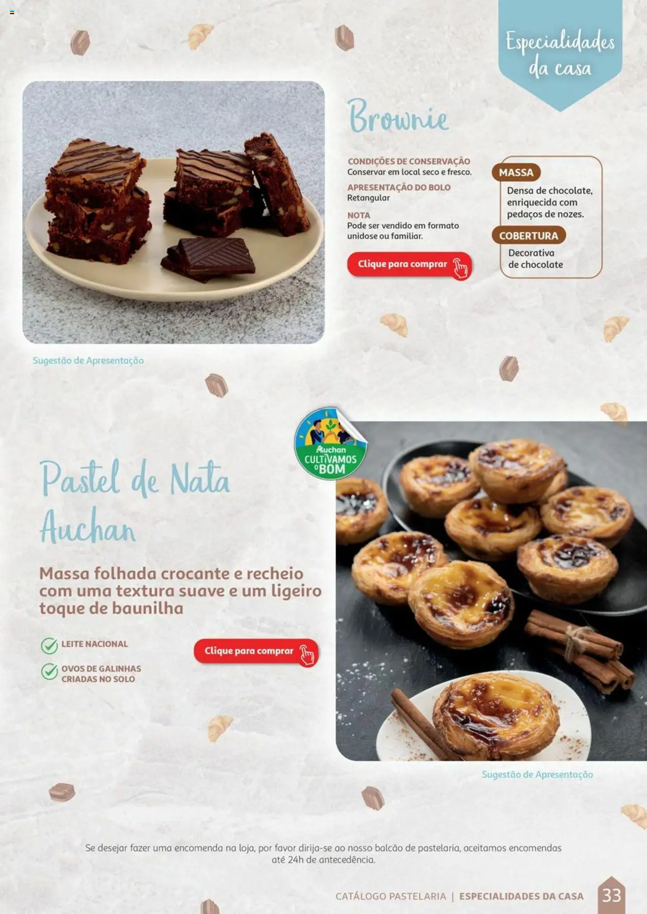 Auchan Catálogo de Pastelaria │ válido de 08.04.2024 | Página: 33 | Produtos: Leite, Ovos, Chocolate, Nata