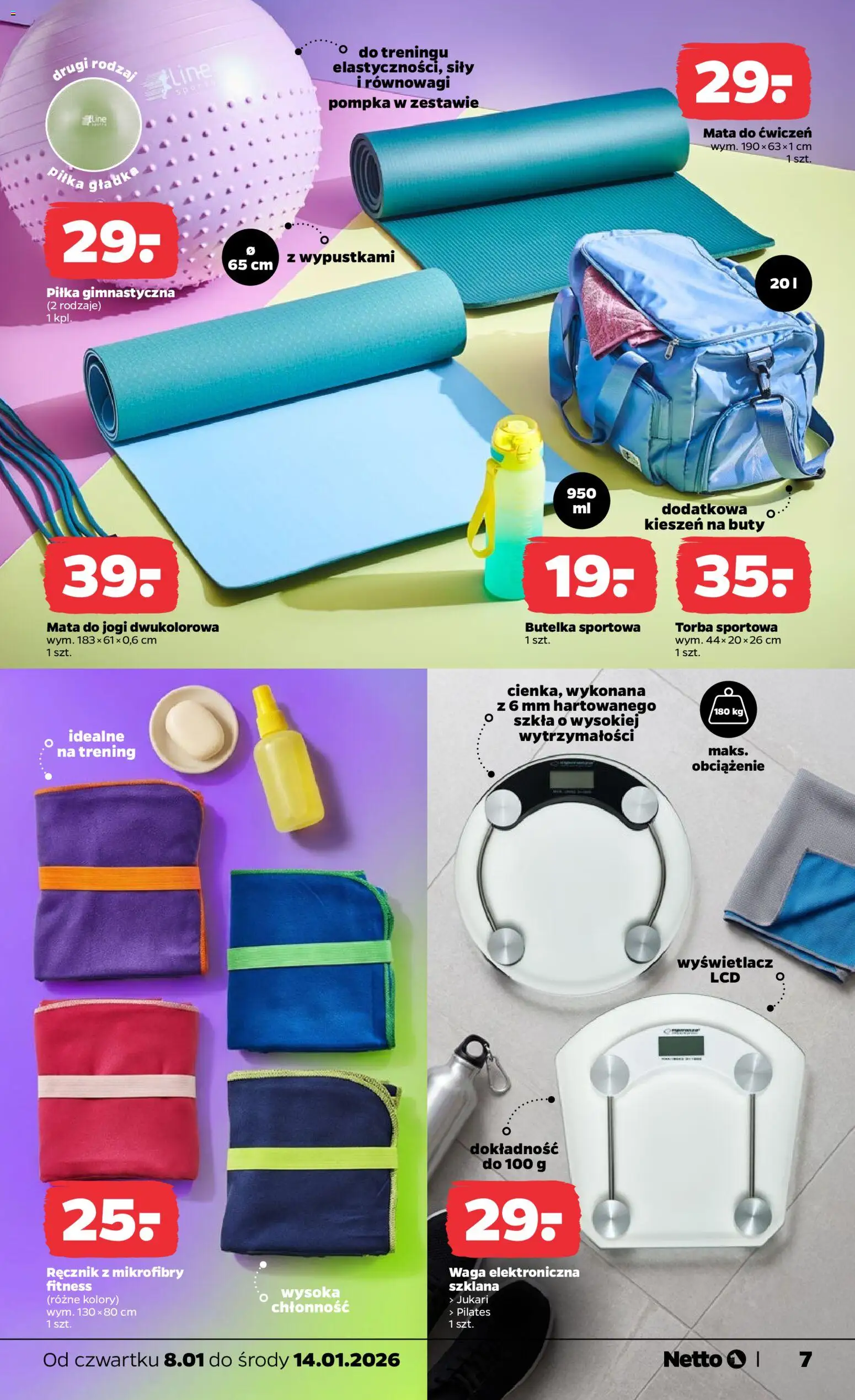 Netto gazetka - Non Food od 08.01.2026 | Strona: 7 | Produkty: Buty, Torba, Waga, Torba sportowa